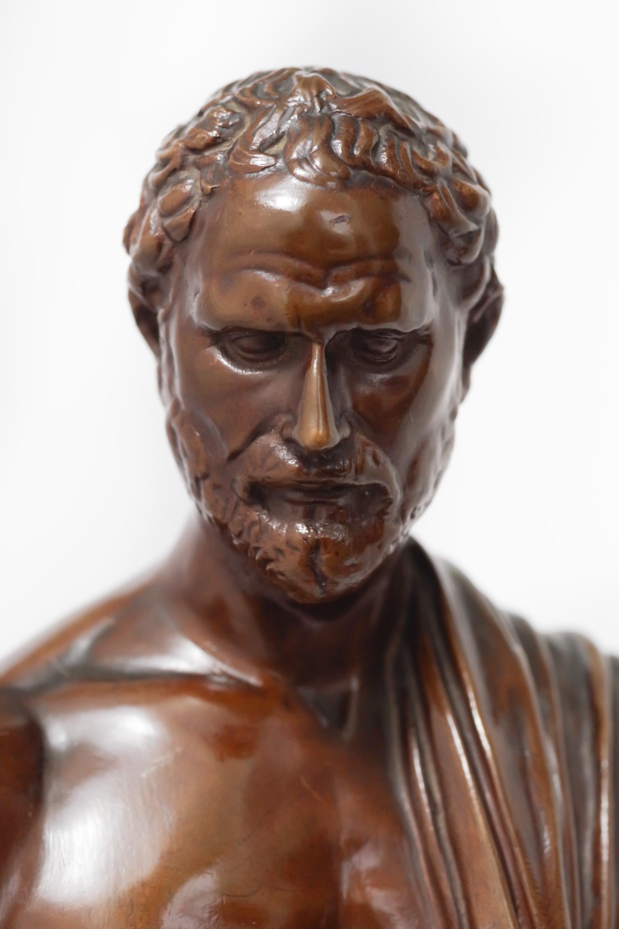 Français Sculpture Demosthenes en bronze de la fonderie Barbedienne du 19ème siècle en vente