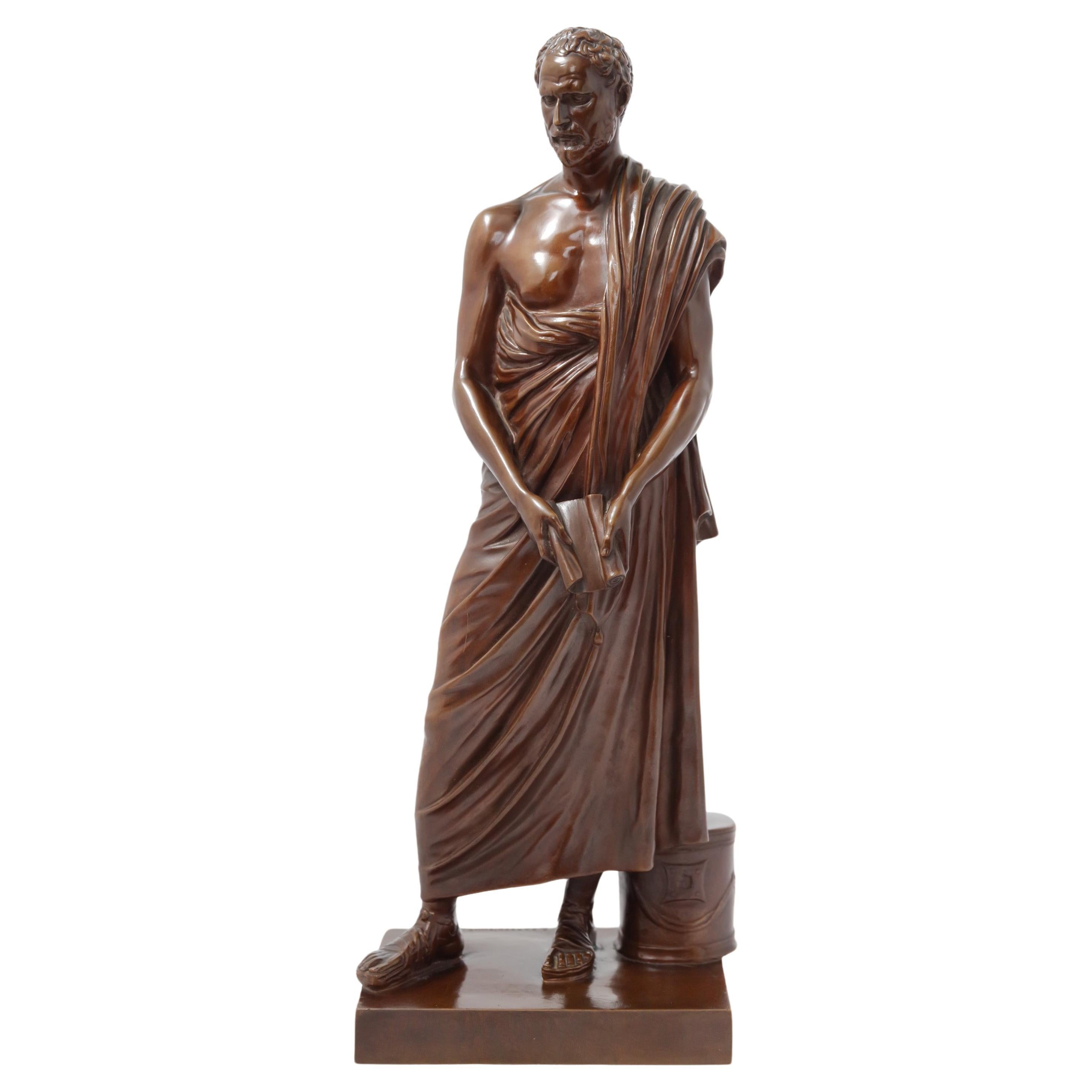 Sculpture Demosthenes en bronze de la fonderie Barbedienne du 19ème siècle