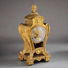 XIXe siècle, pendule de cheminée en bronze doré de Denière à Paris avec mouvement Japy Frères