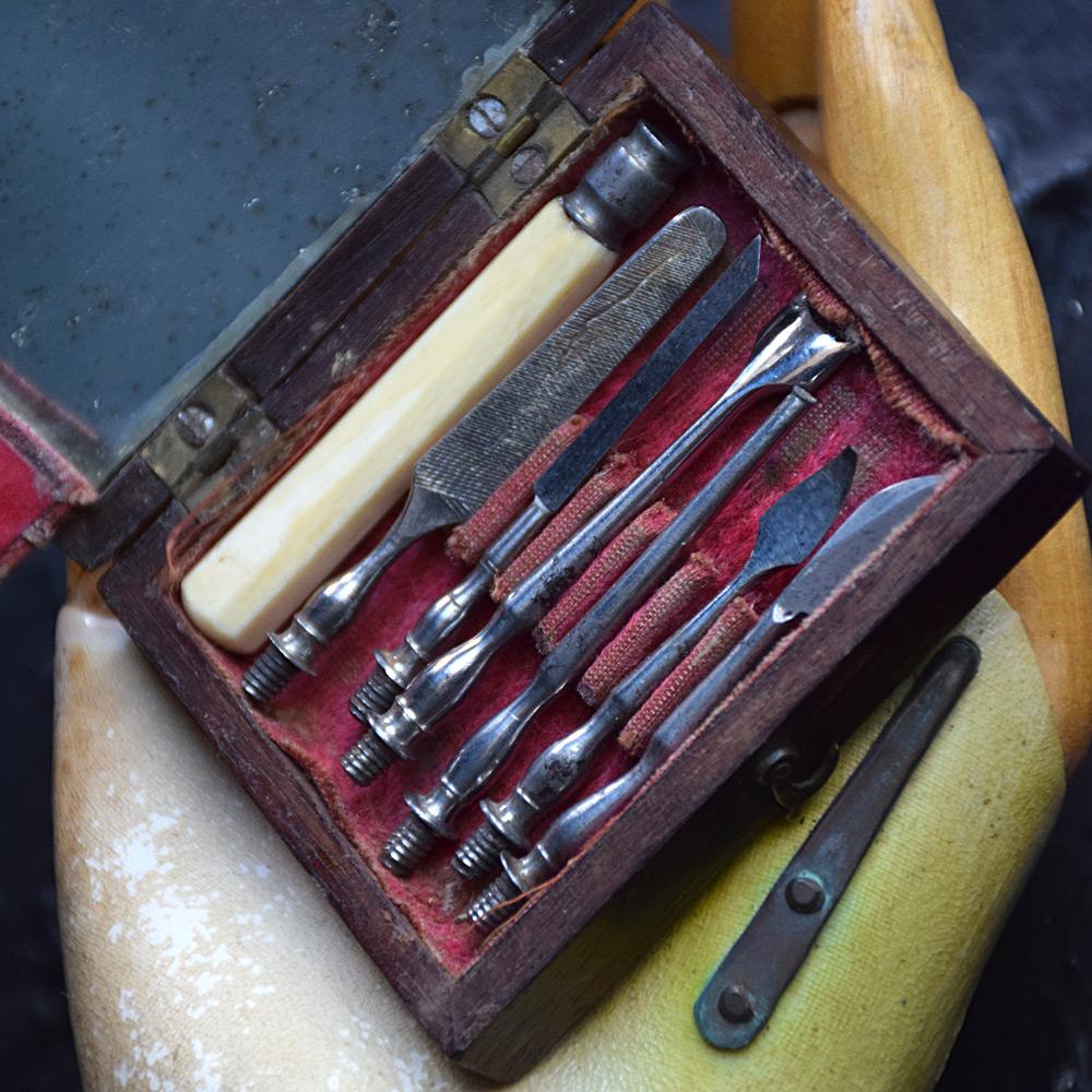 Hand-Carved 19th Century Dental Tool Kit For Sale