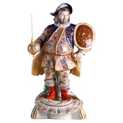 Figure en porcelaine de Derby du 19e siècle représentant John Falstaff The Merry Wives Of Windsor
