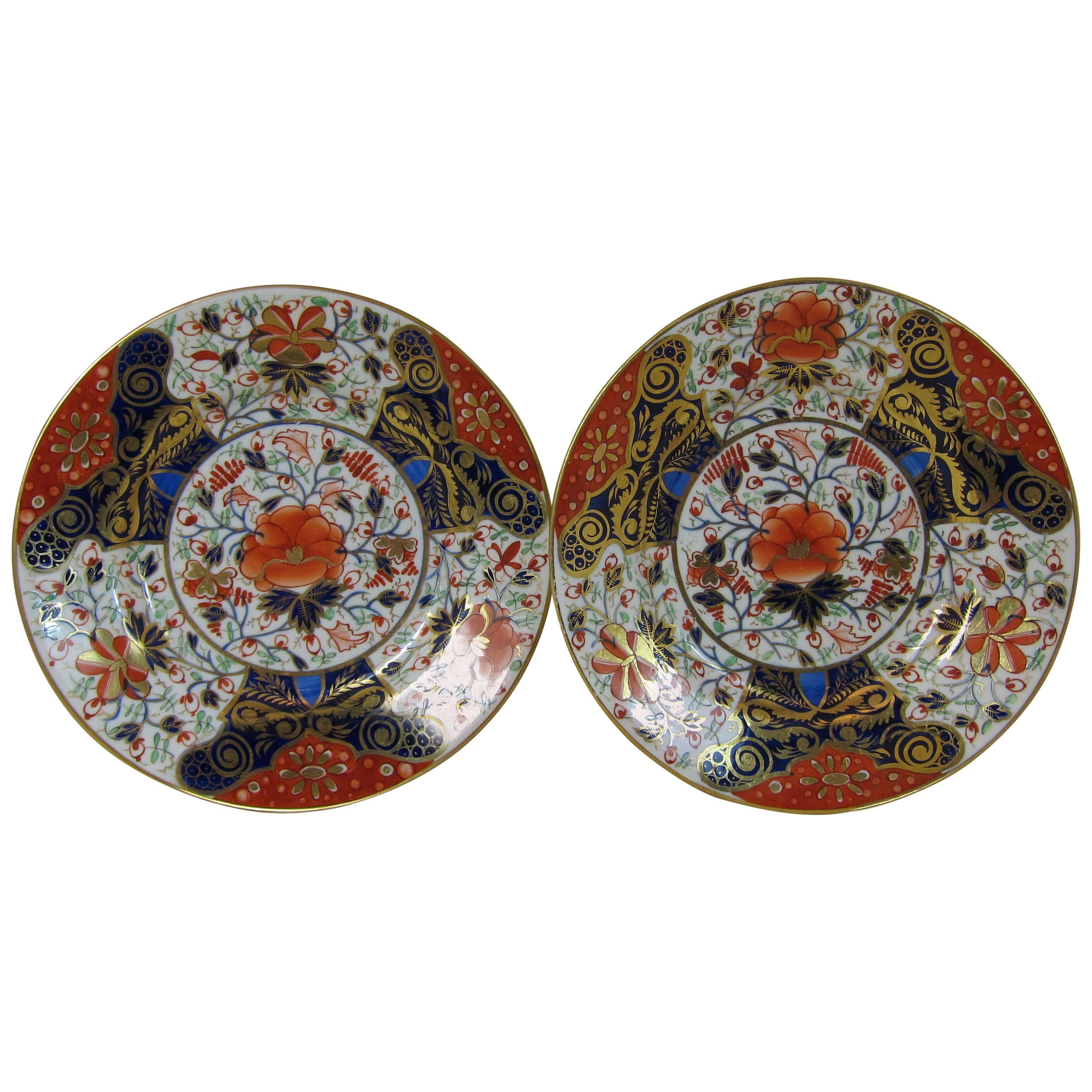 19th Century Derby Porcelain Imari Plates in an unusual size