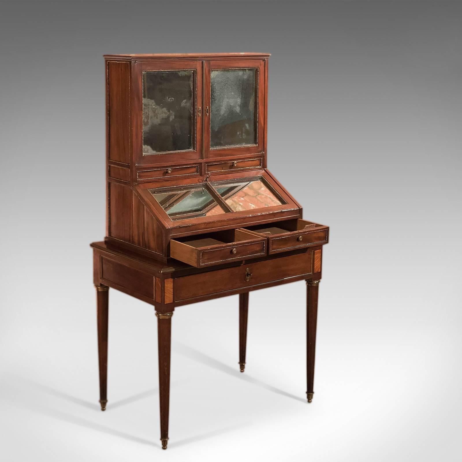 Mirror 19th Century Desk, Antique Bonheur du Jour, Gamichon a Paris For Sale