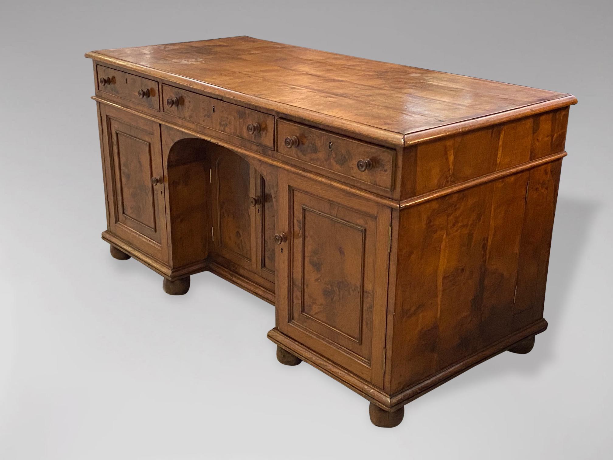 British 19th Century Desk in Pollard Oak For Sale