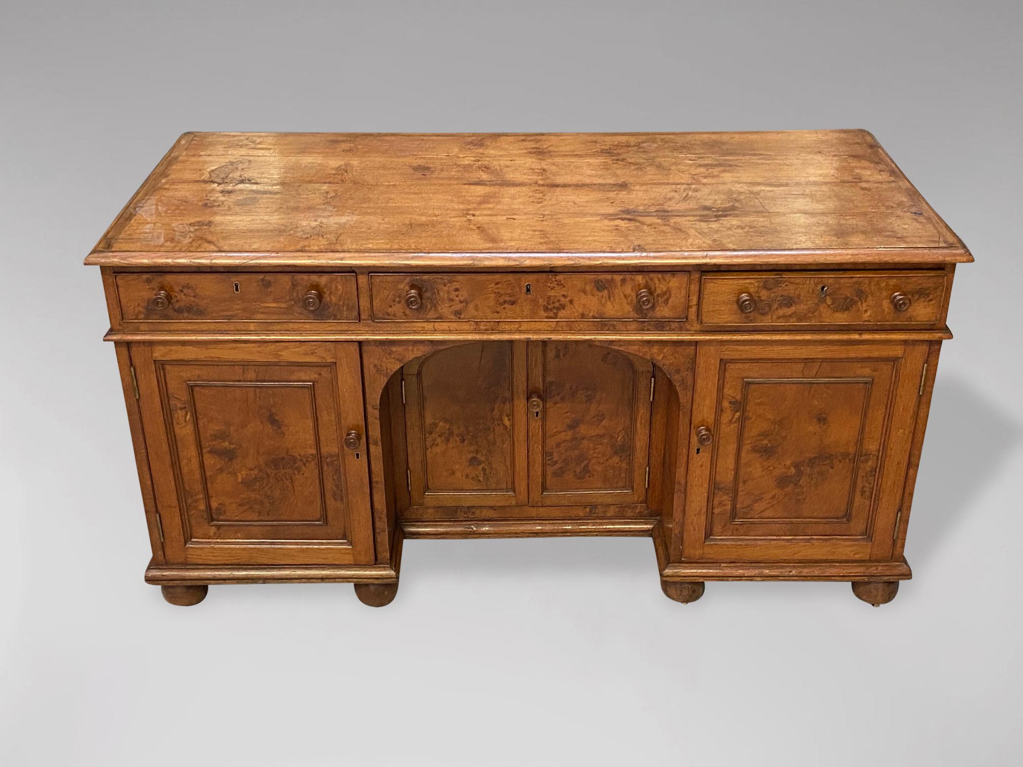 Hand-Crafted 19th Century Desk in Pollard Oak For Sale