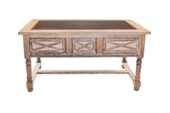 19th Century Desk Natural Wood Leather Top