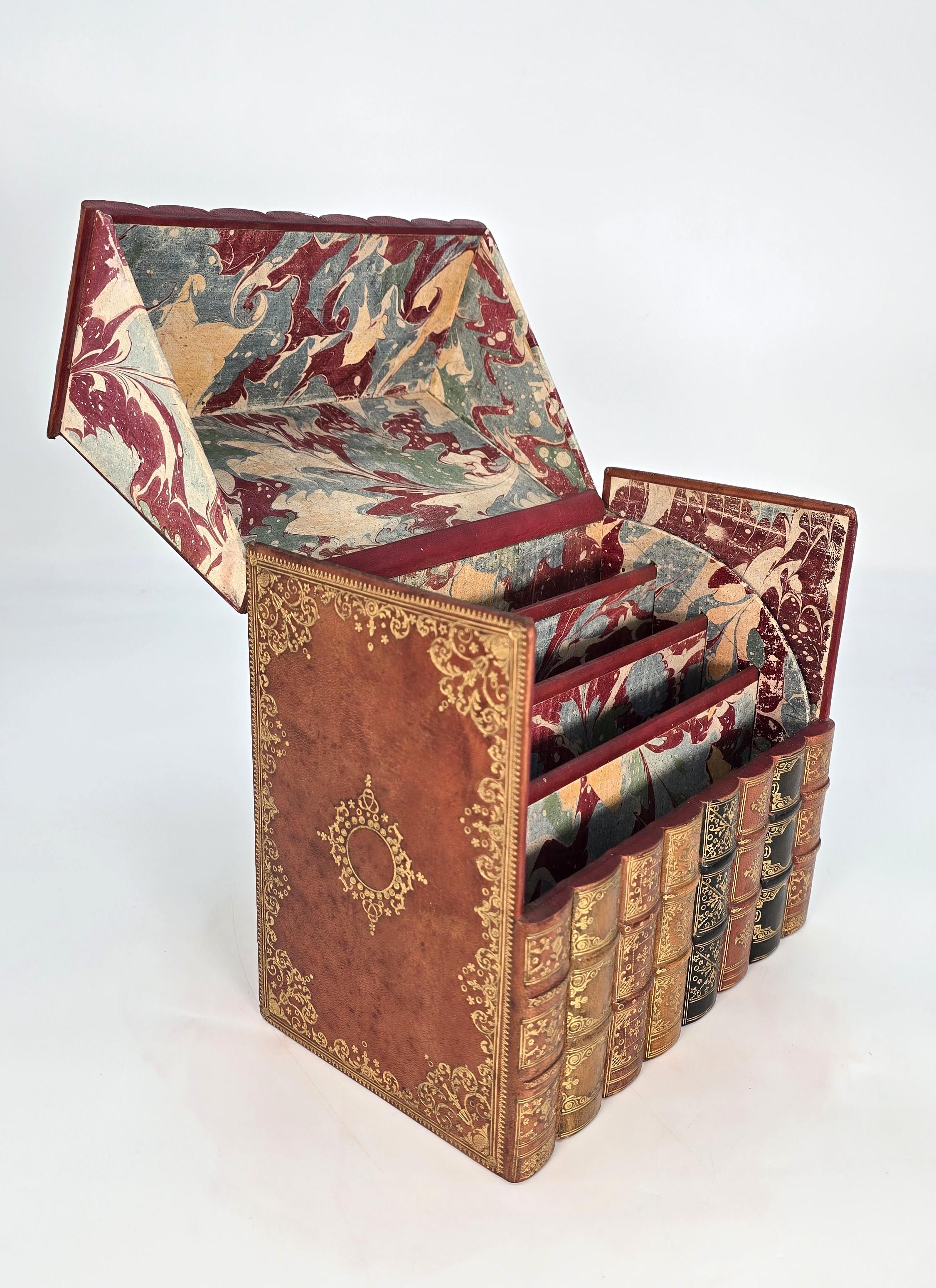 19th century desk stationery box in the form of books, English circa 1890 For Sale 4