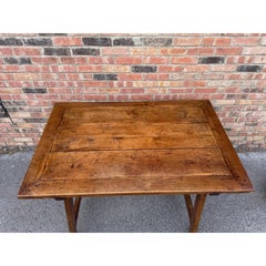 Antique French Desk Table, Solid Wood with Metal Accents, 19th Century
