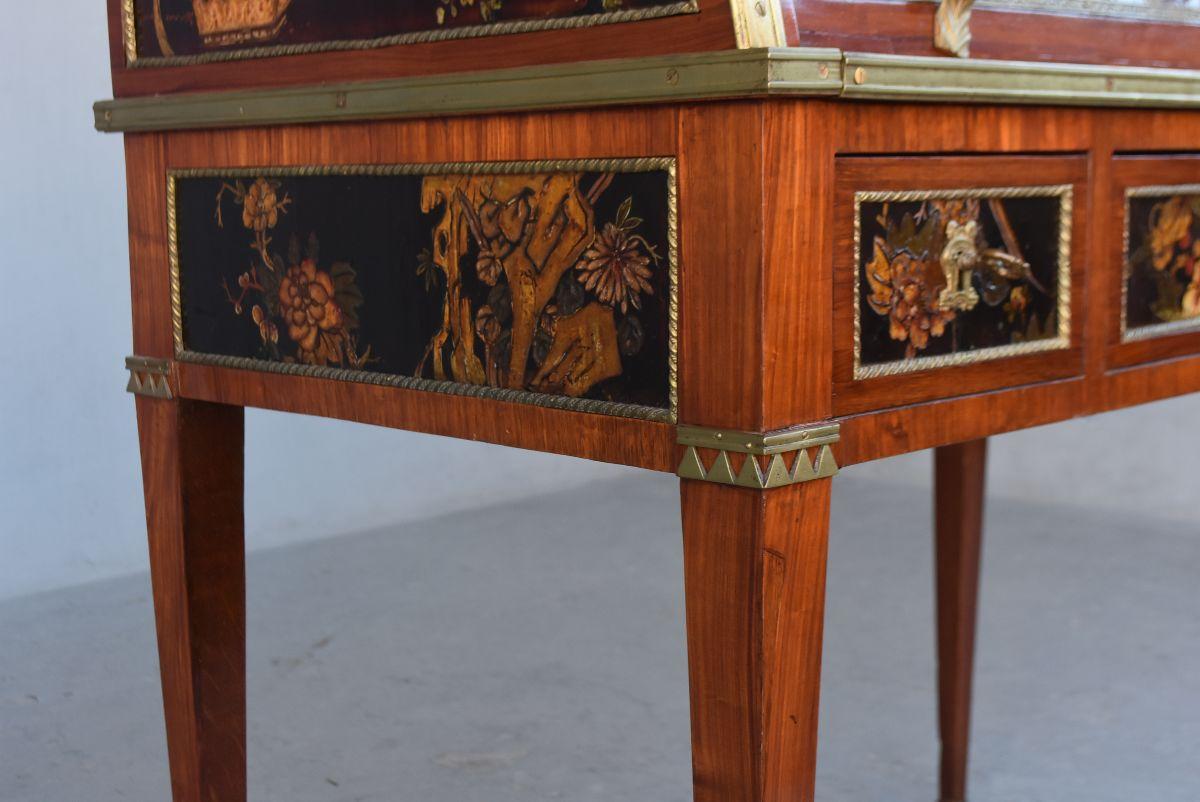 19th Century Desk with Cylinder Japanese Lacquer Decor 7