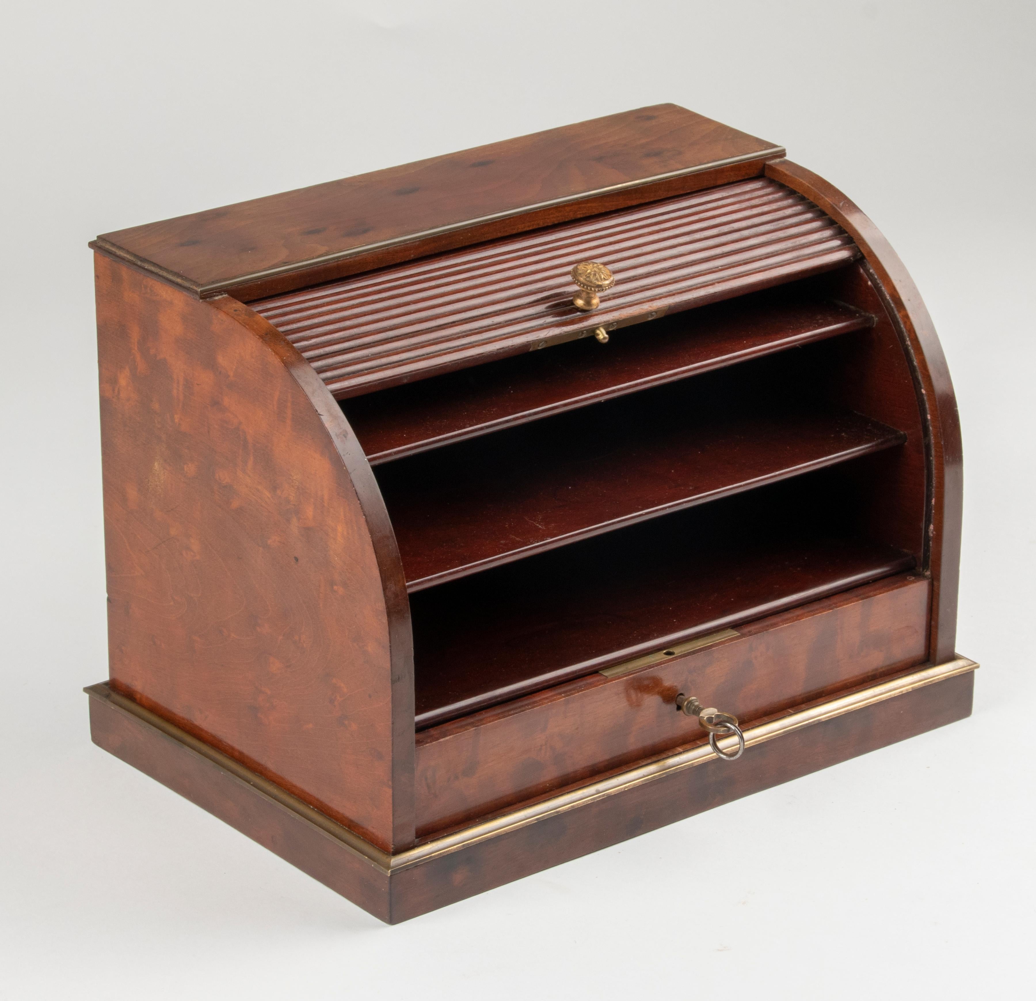Brass 19th Century Desktop Tambour Letter Storage Box For Sale