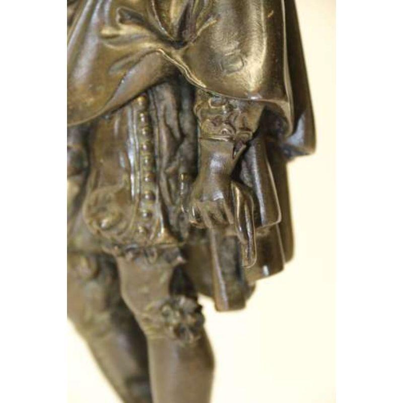 Patinated 19th Century Detailed Bronze Study of Van Dyck by J.J Salmson circa 1860 For Sale