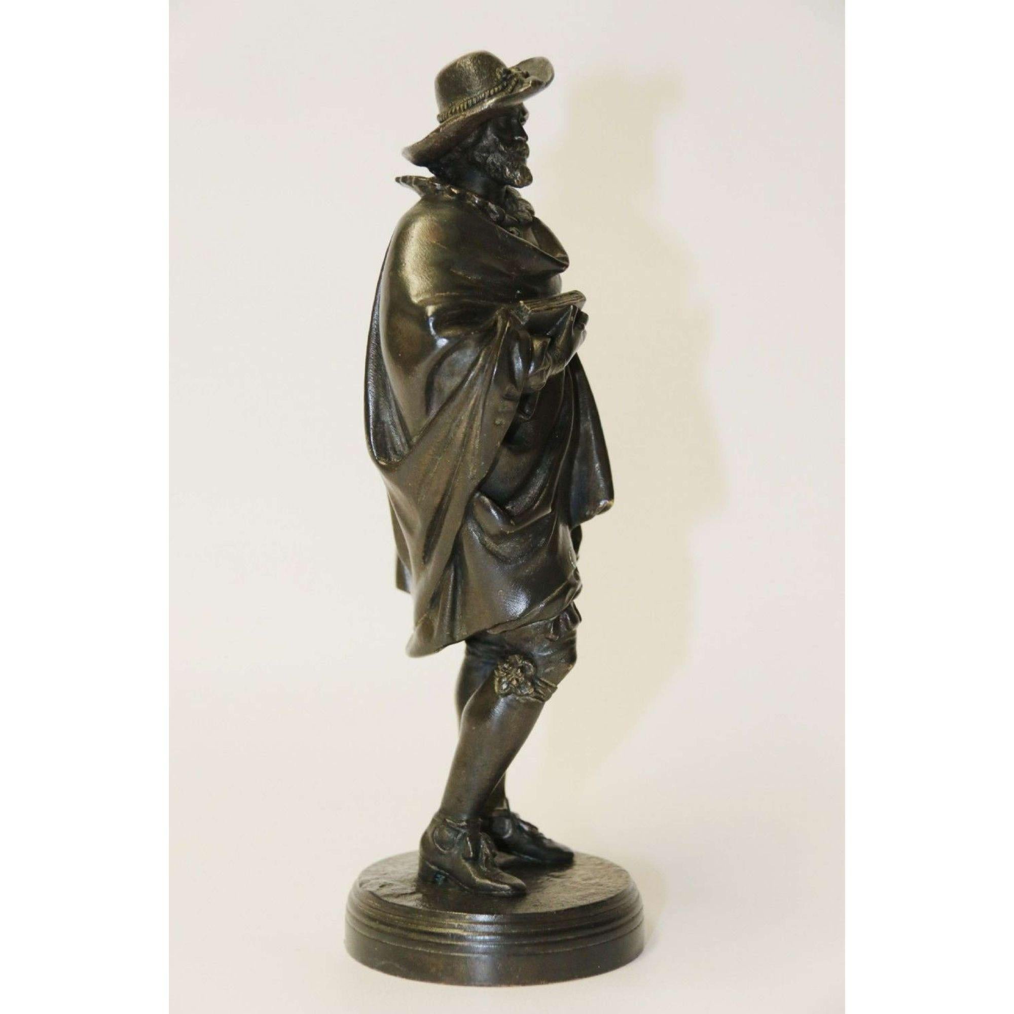 19th Century Detailed Bronze Study of Van Dyck by J.J Salmson circa 1860 For Sale 2