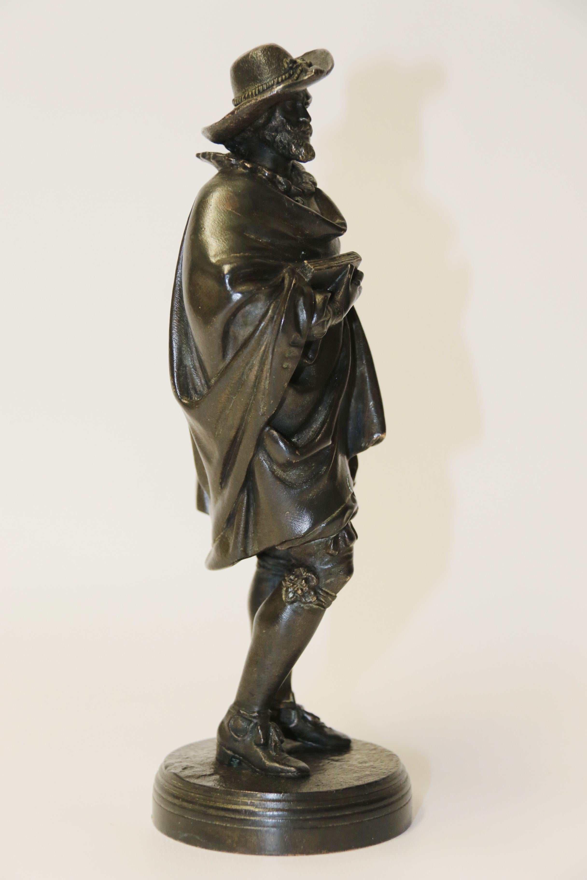 19th Century detailed cast bronze study of Van Dyck  by J J Salmson, Circa 1870 For Sale 1