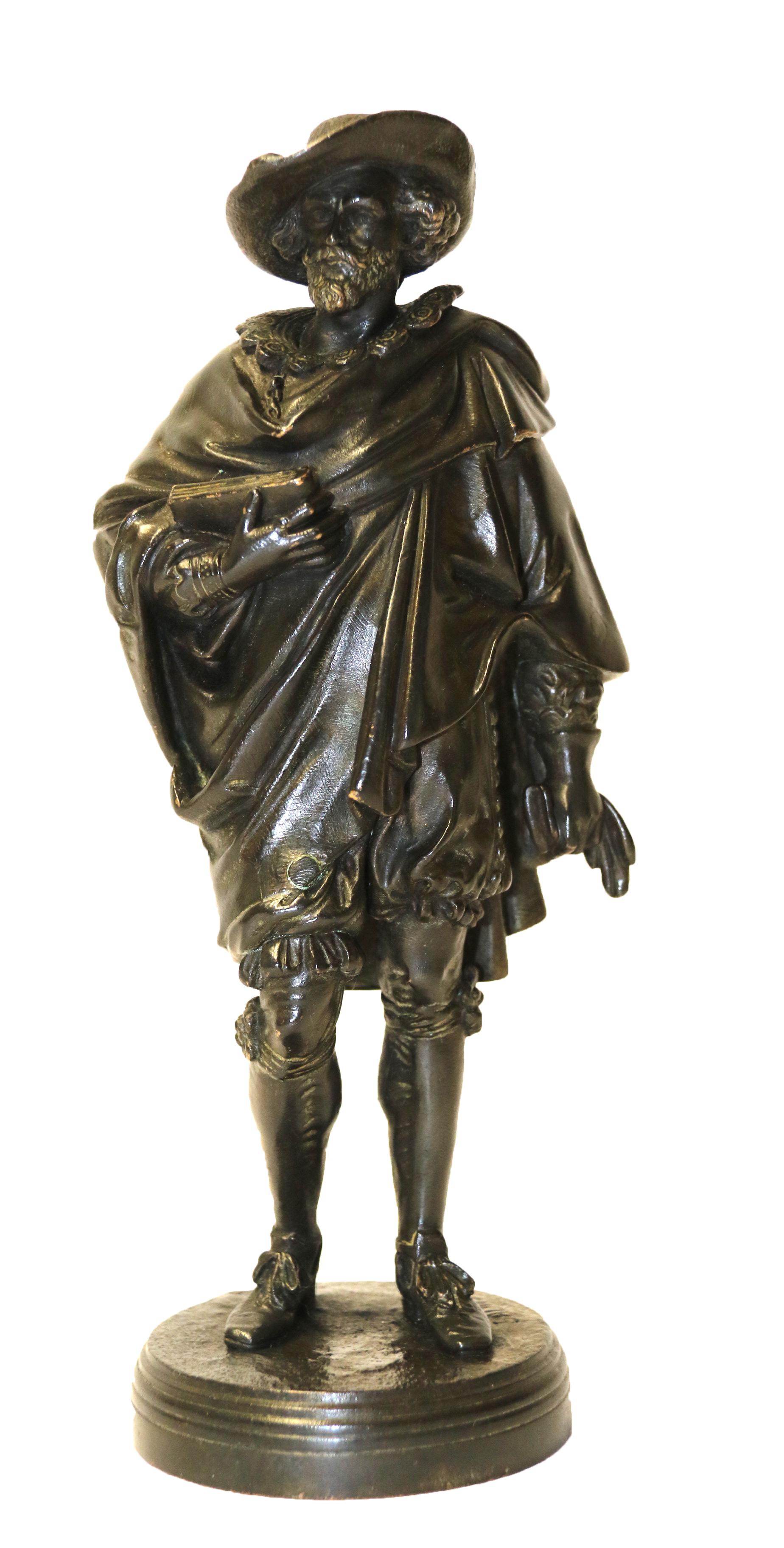 A superbly detailed fine cast bronze study of Van Dyck by the French sculptor Jean Jules Salmson (1823-1902).
Salmson regularly exhibited his work at the Salon in Paris from 1859 and worked on numerous commissions including statues of Shakespeare,