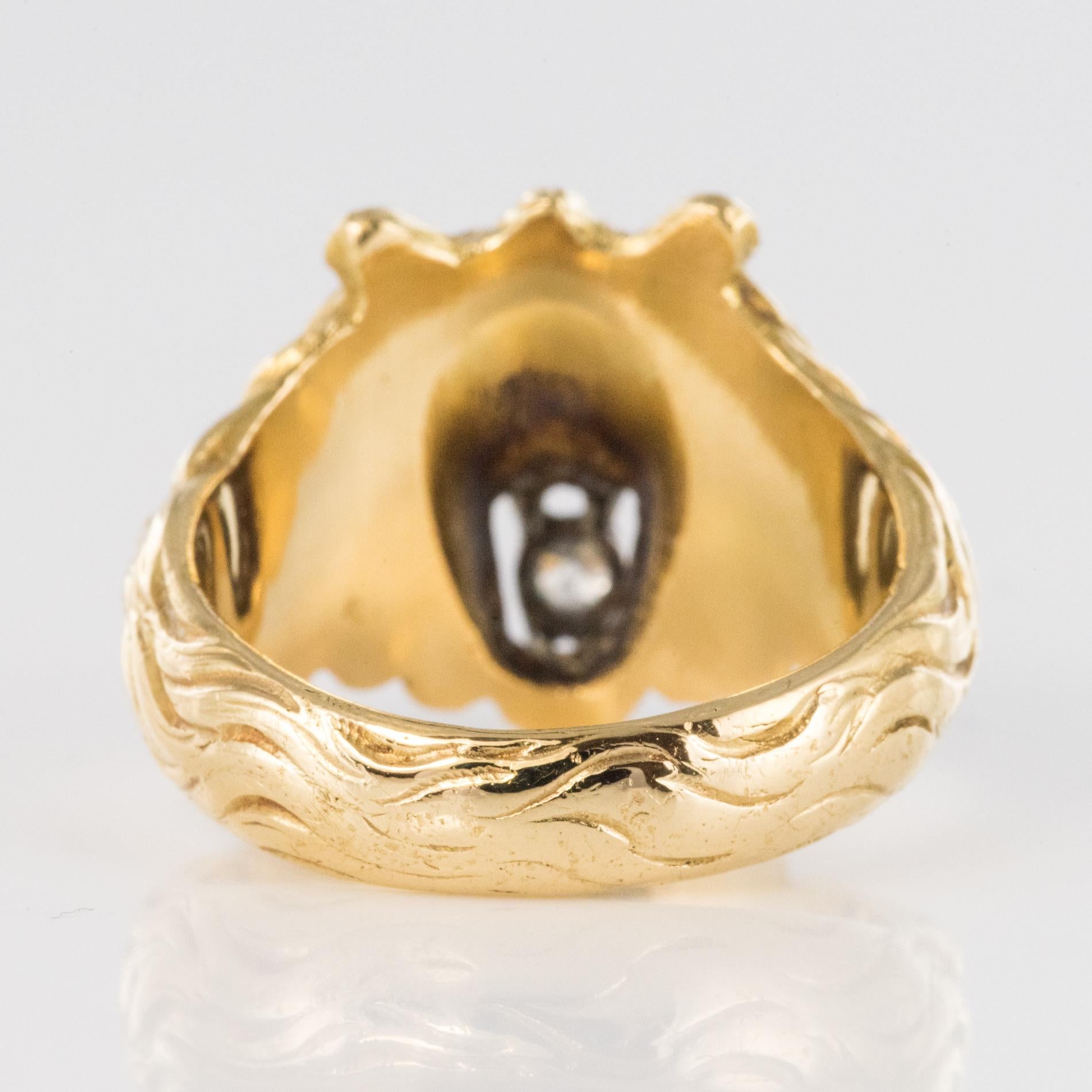 19th Century Diamond 18 Karat Yellow Gold Lion Men's Ring 4