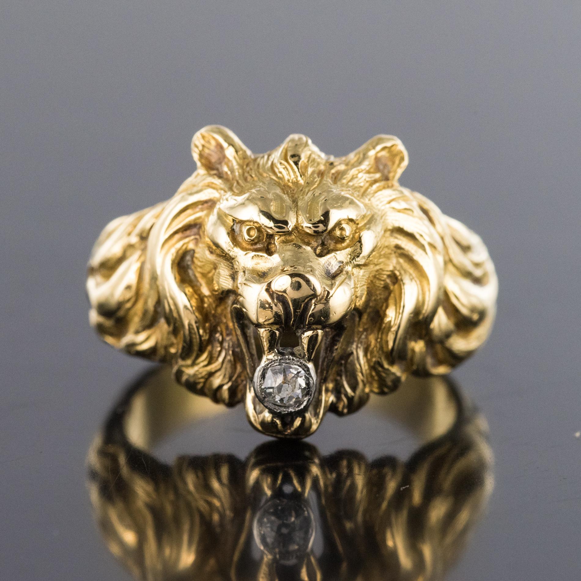 lion ring with diamonds