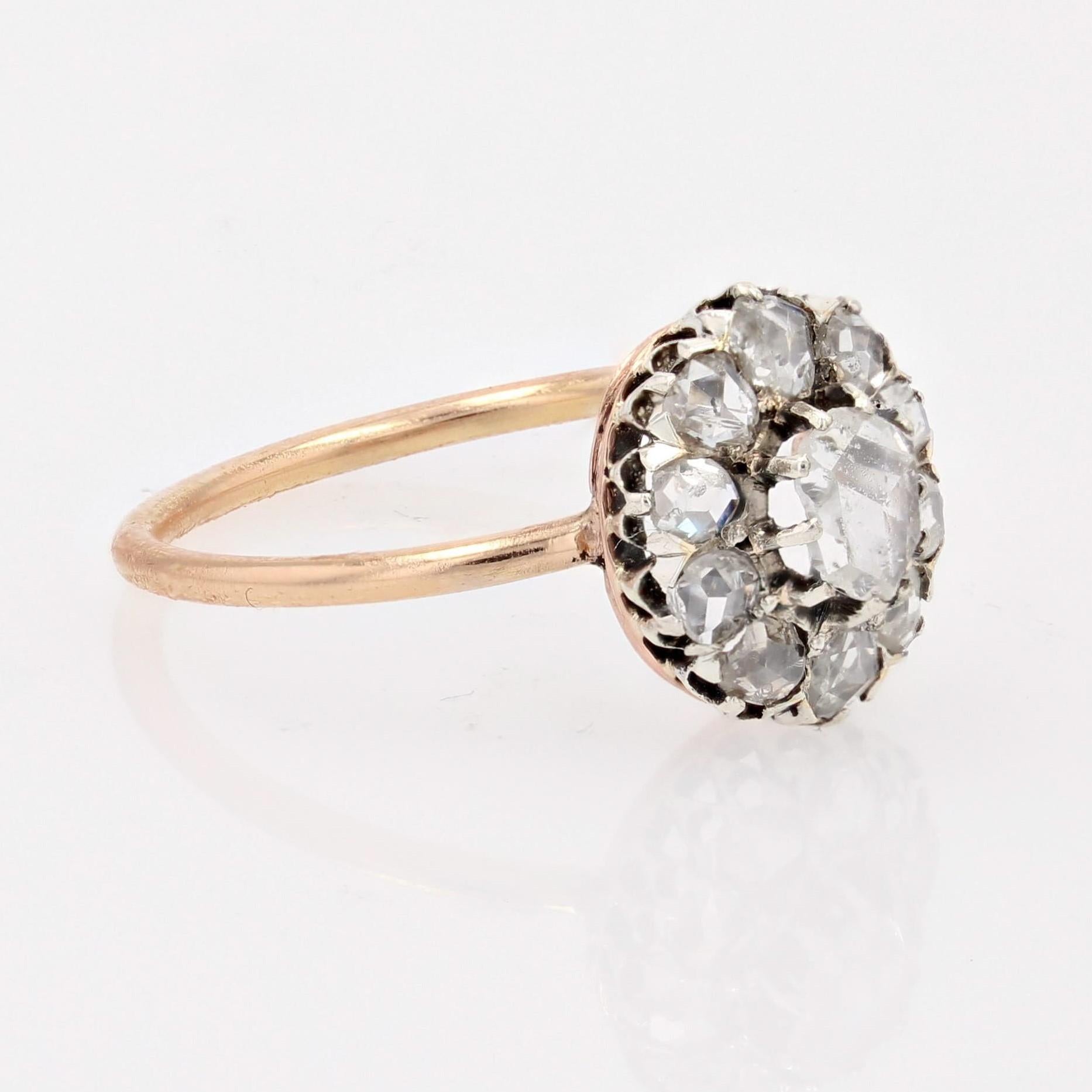 Women's 19th Century Diamond 18 Karat Yellow Gold Pompadour Ring For Sale