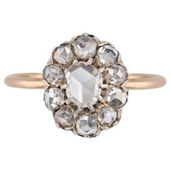 Bague Pompadour en or jaune 18 carats avec diamant du 19e siècle