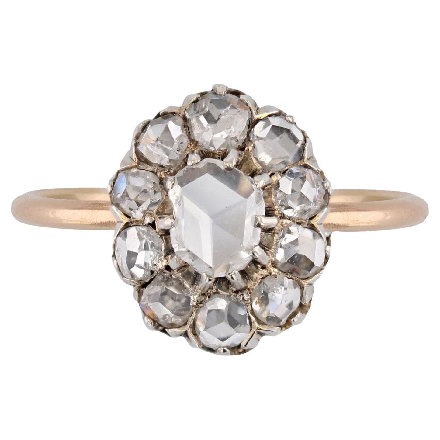 19th Century Diamond 18 Karat Yellow Gold Pompadour Ring