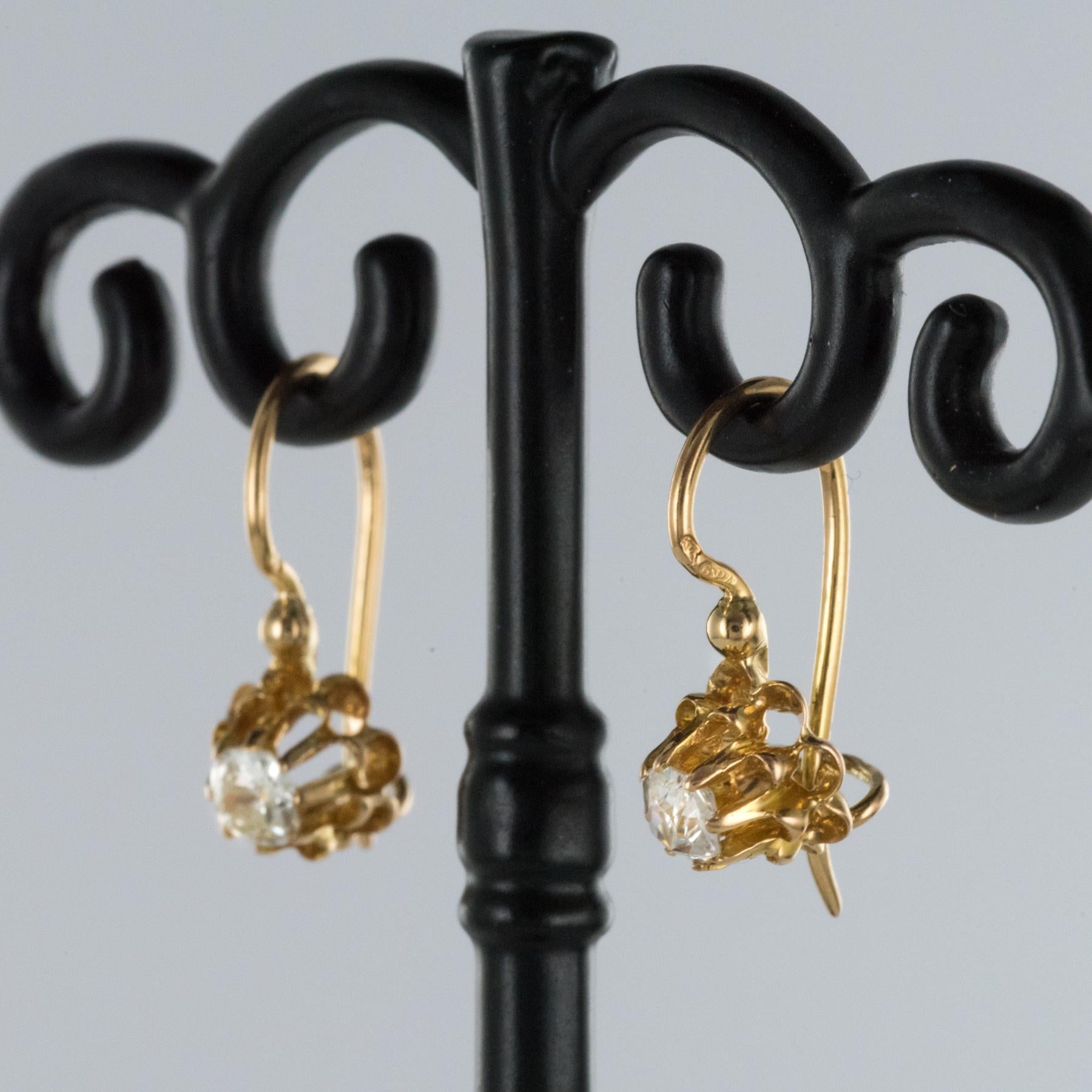 Napoleon III 19th Century Diamond 18 Karats Yellow Gold Drop Earrings