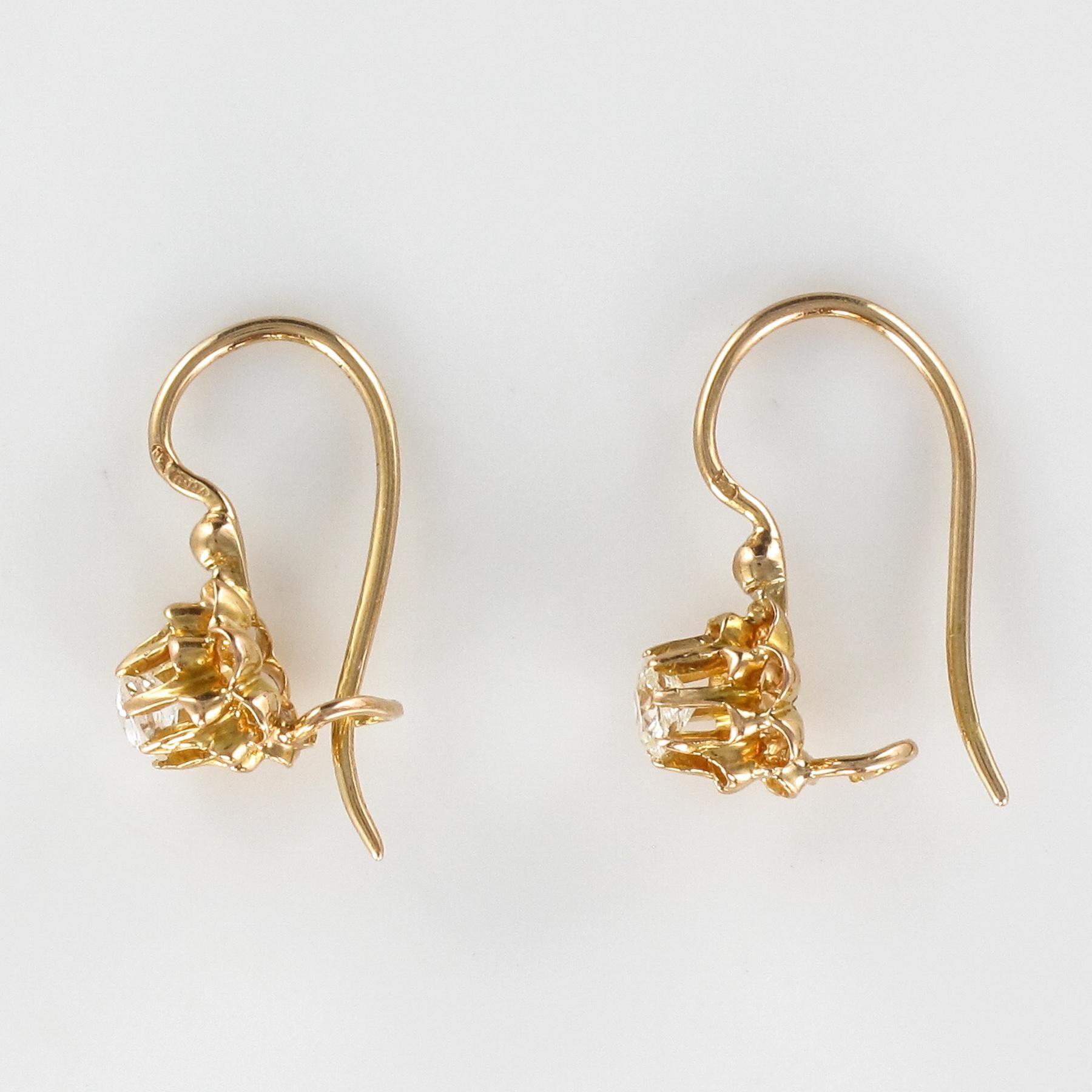 19th Century Diamond 18 Karats Yellow Gold Drop Earrings 3