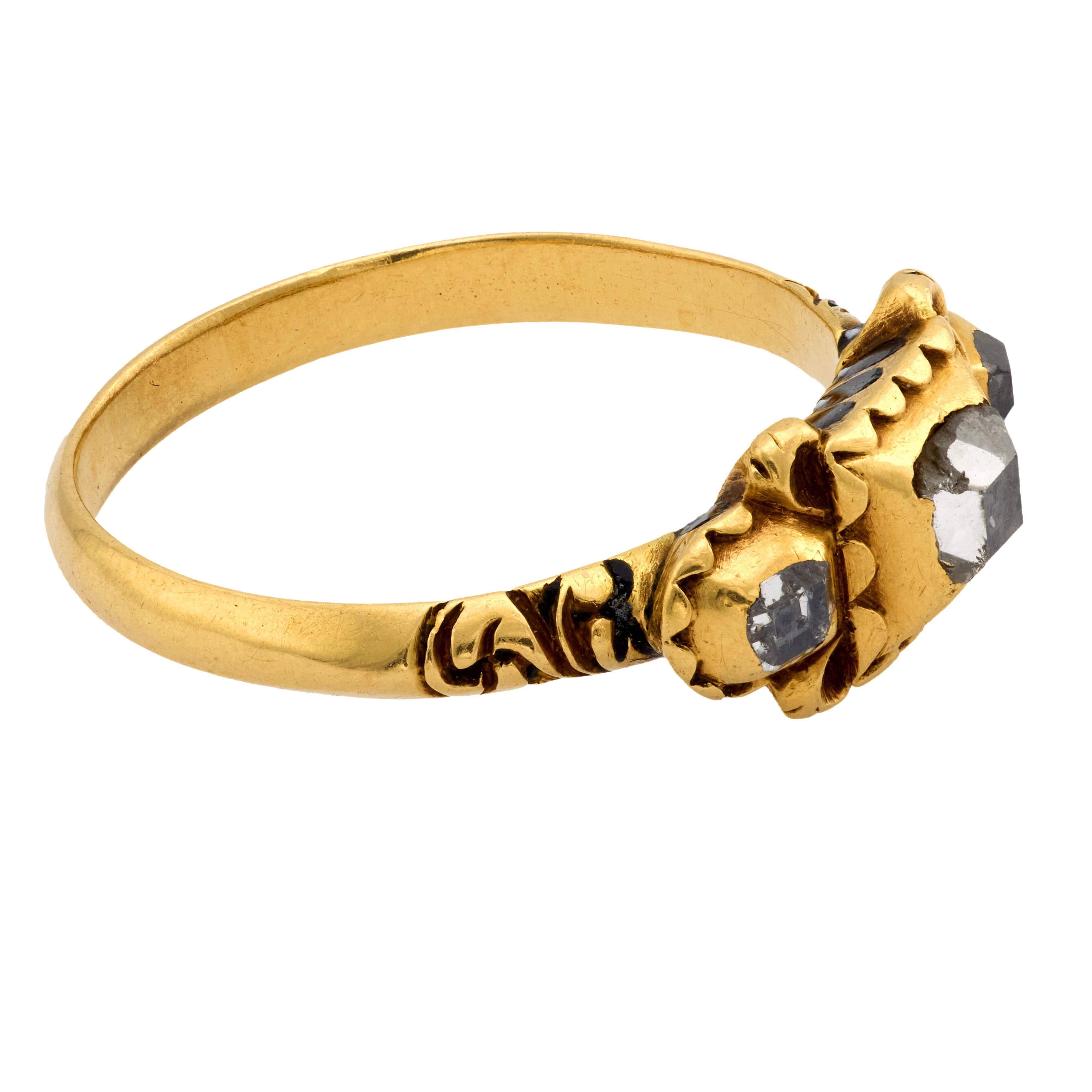 19th Century diamond 18k yellow gold ring For Sale 1