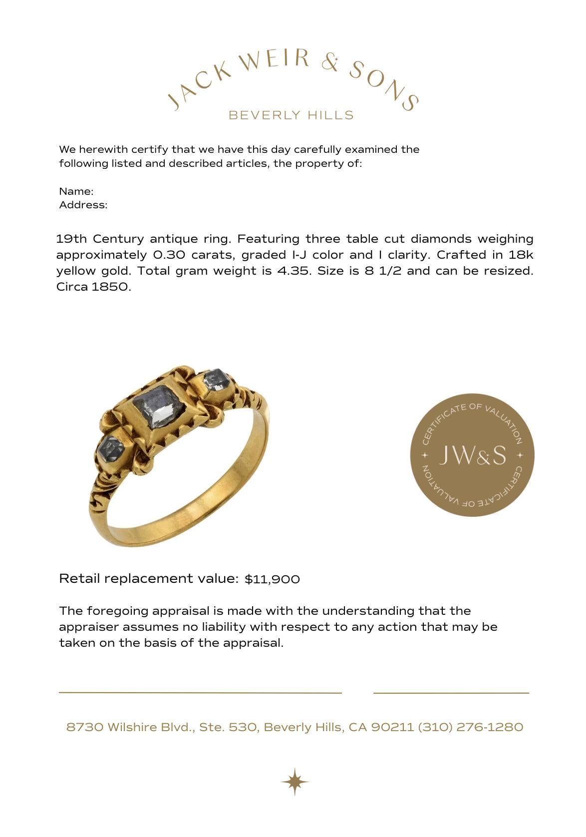 19th Century diamond 18k yellow gold ring For Sale 2