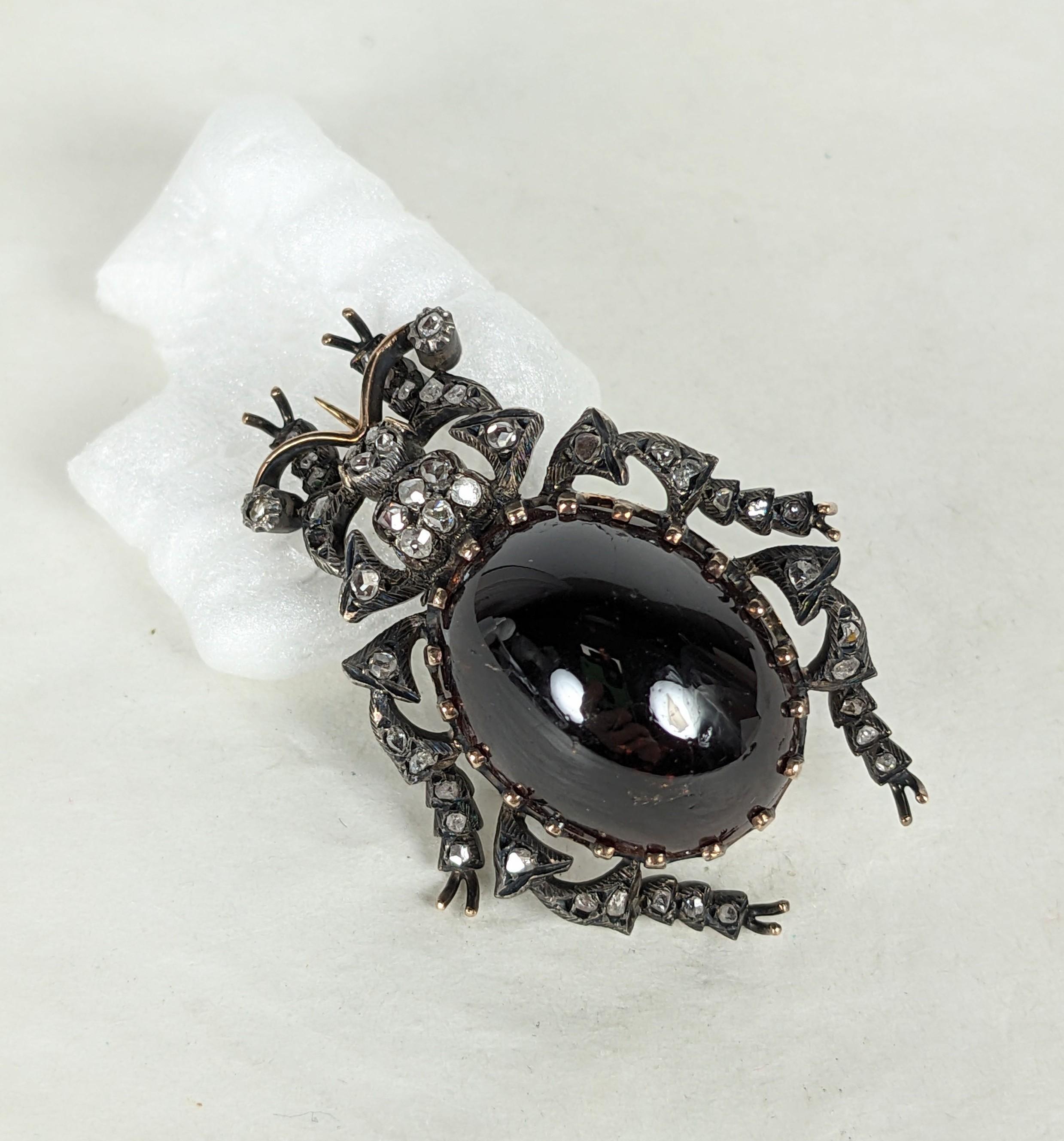 19th Century Diamond and Carbuncle Garnet Beetle  For Sale 7