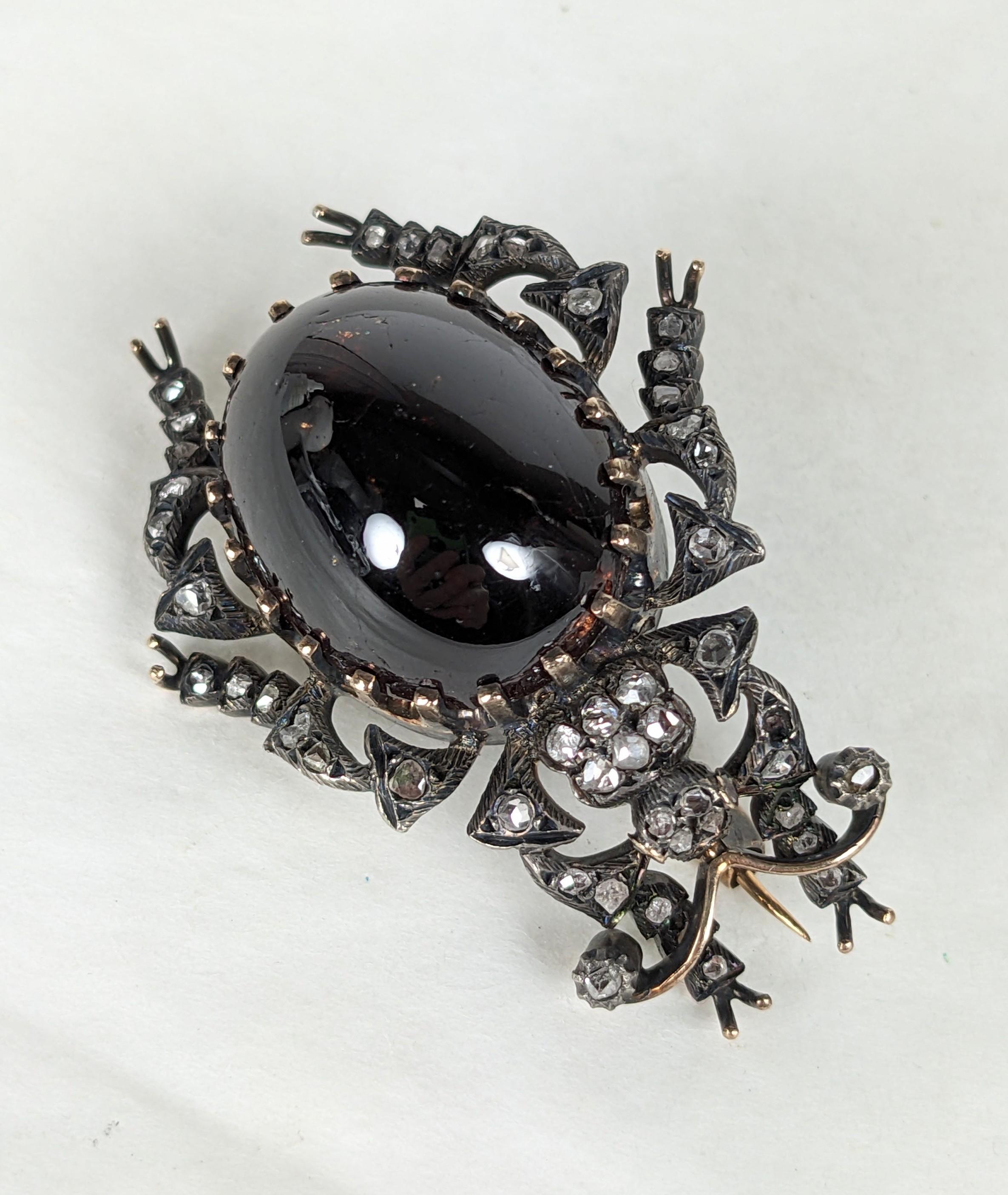 19th Century Diamond and Carbuncle Garnet Beetle  In Good Condition For Sale In Riverdale, NY