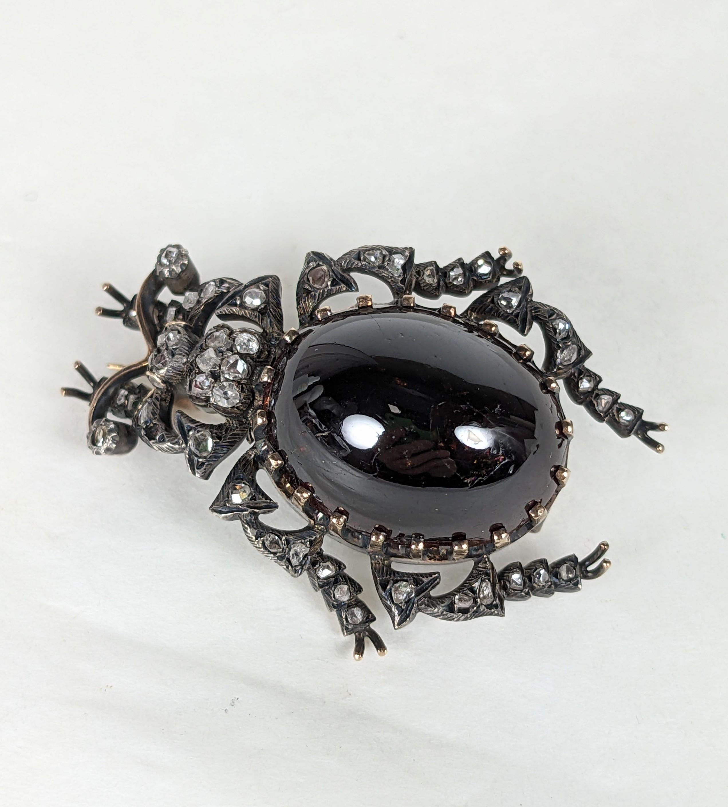 19th Century Diamond and Carbuncle Garnet Beetle  For Sale 1