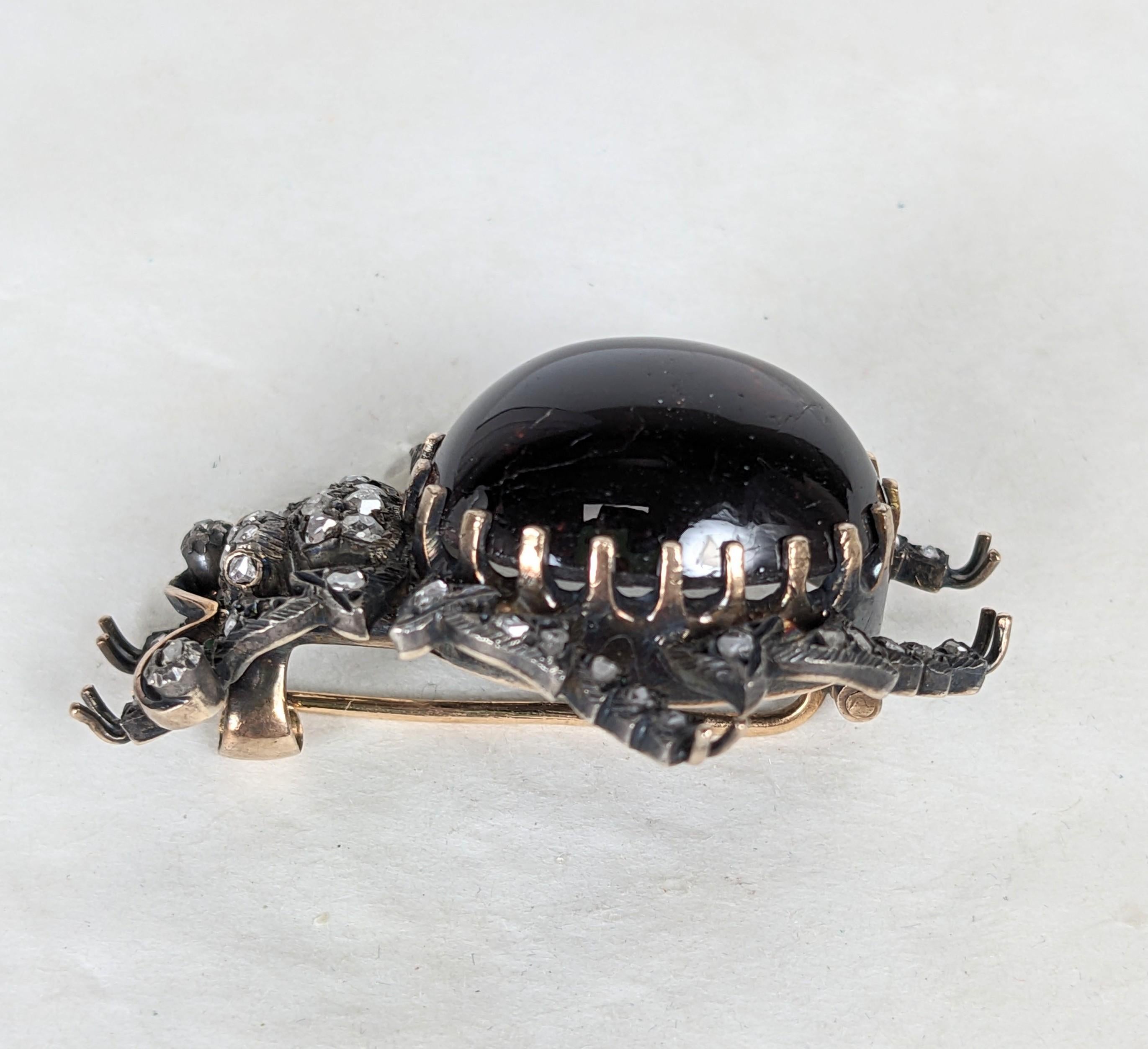 19th Century Diamond and Carbuncle Garnet Beetle For Sale 3