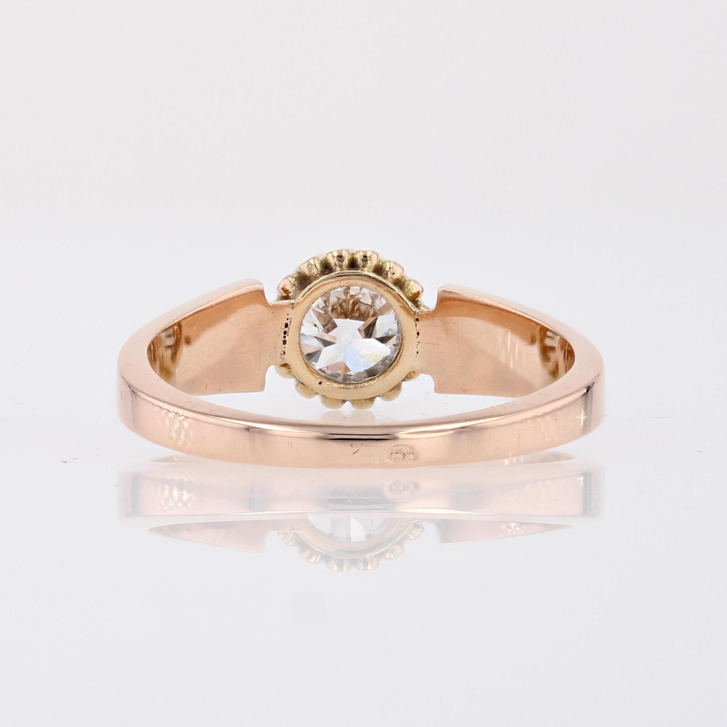 19th Century Diamond Black Enamel 18 Karat Rose Gold Solitaire Ring For Sale 12