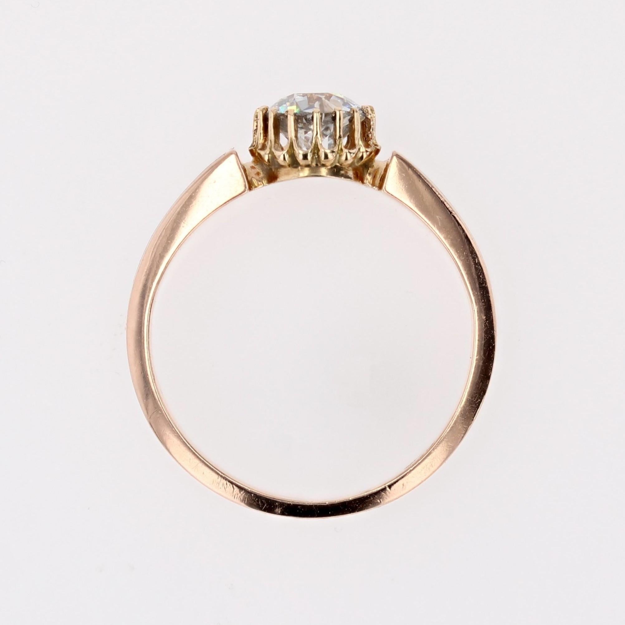 19th Century Diamond Black Enamel 18 Karat Rose Gold Solitaire Ring For Sale 13