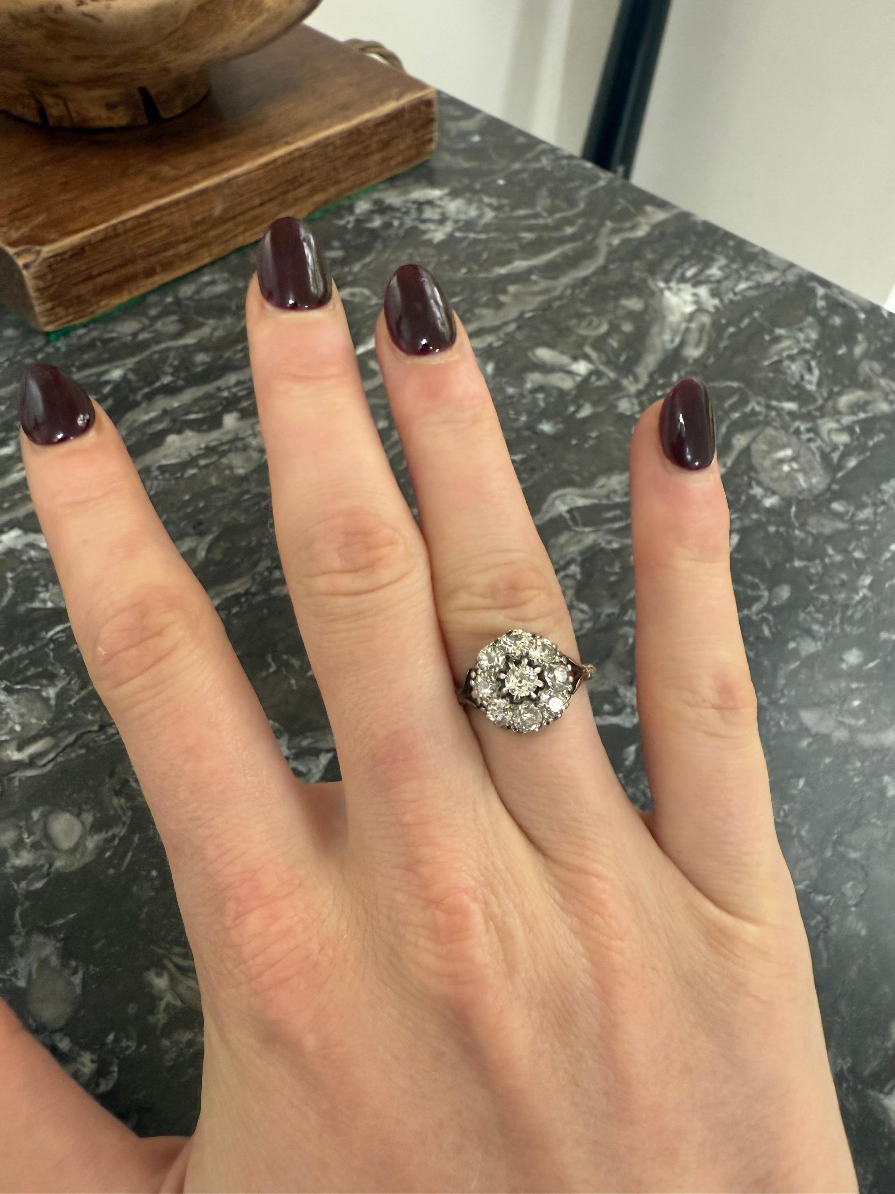 Diamant-Cluster-Ring aus dem 19. (Spätviktorianisch) im Angebot