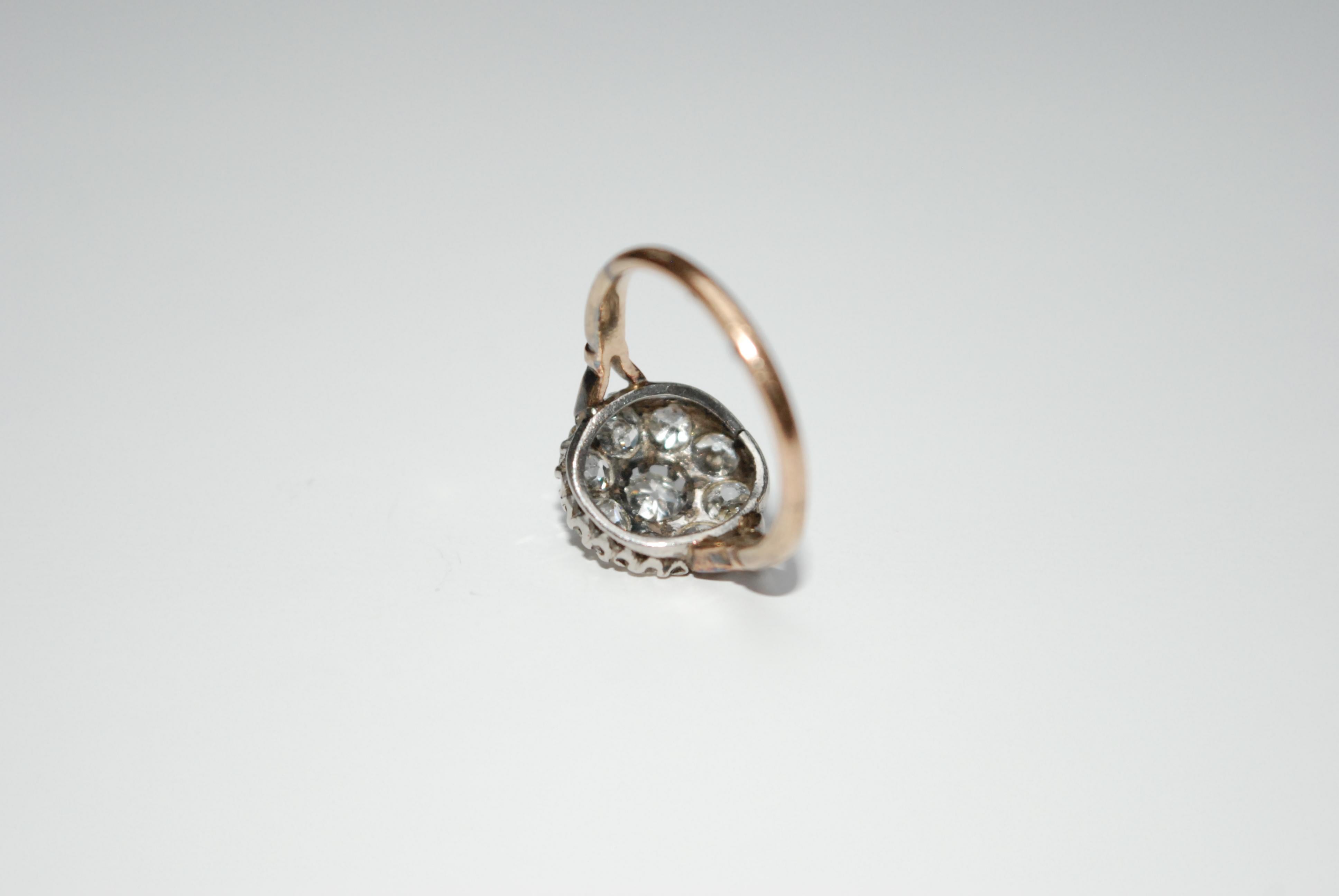 Anello a grappolo di diamanti del XIX secolo in vendita 1