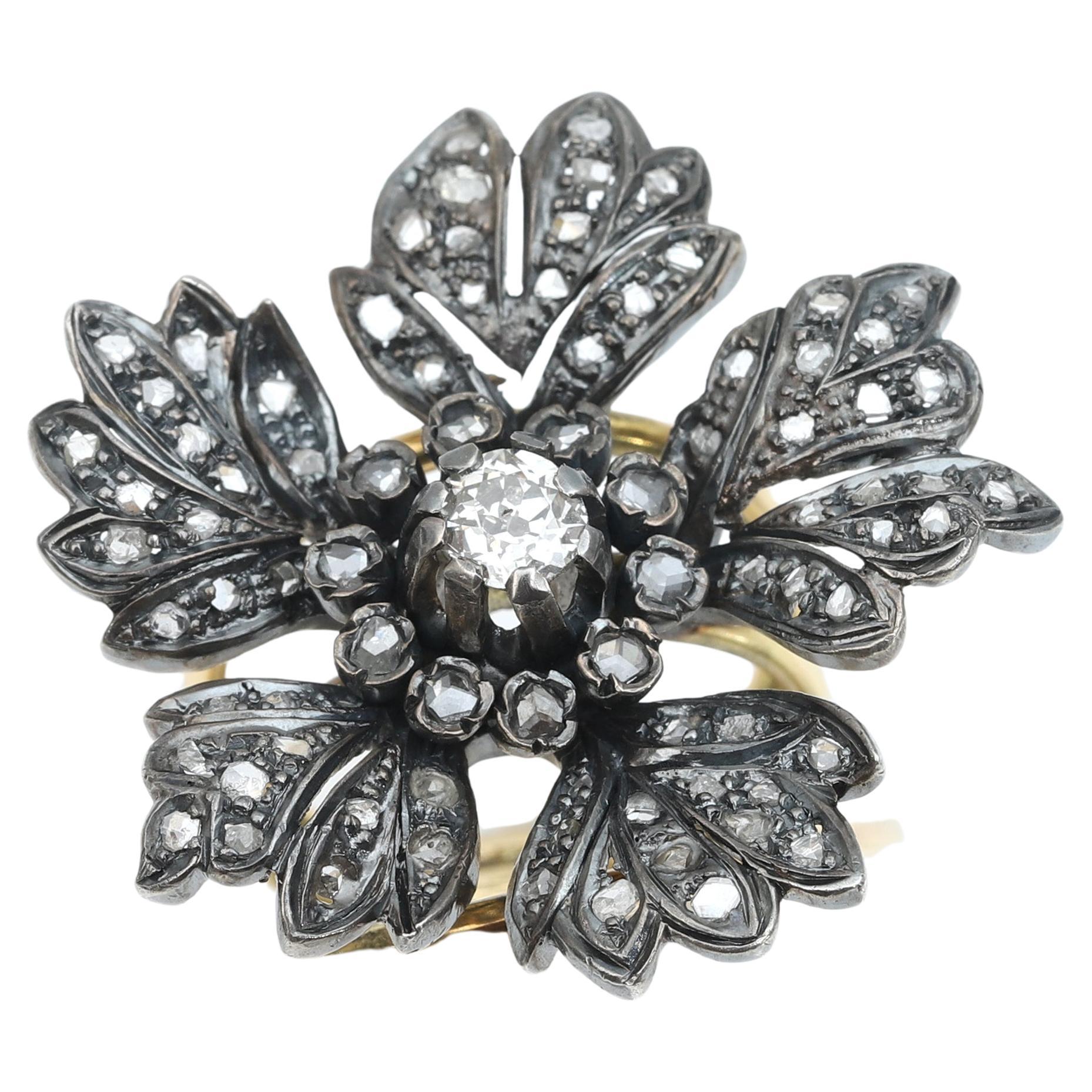 19th century Diamond Flower ring