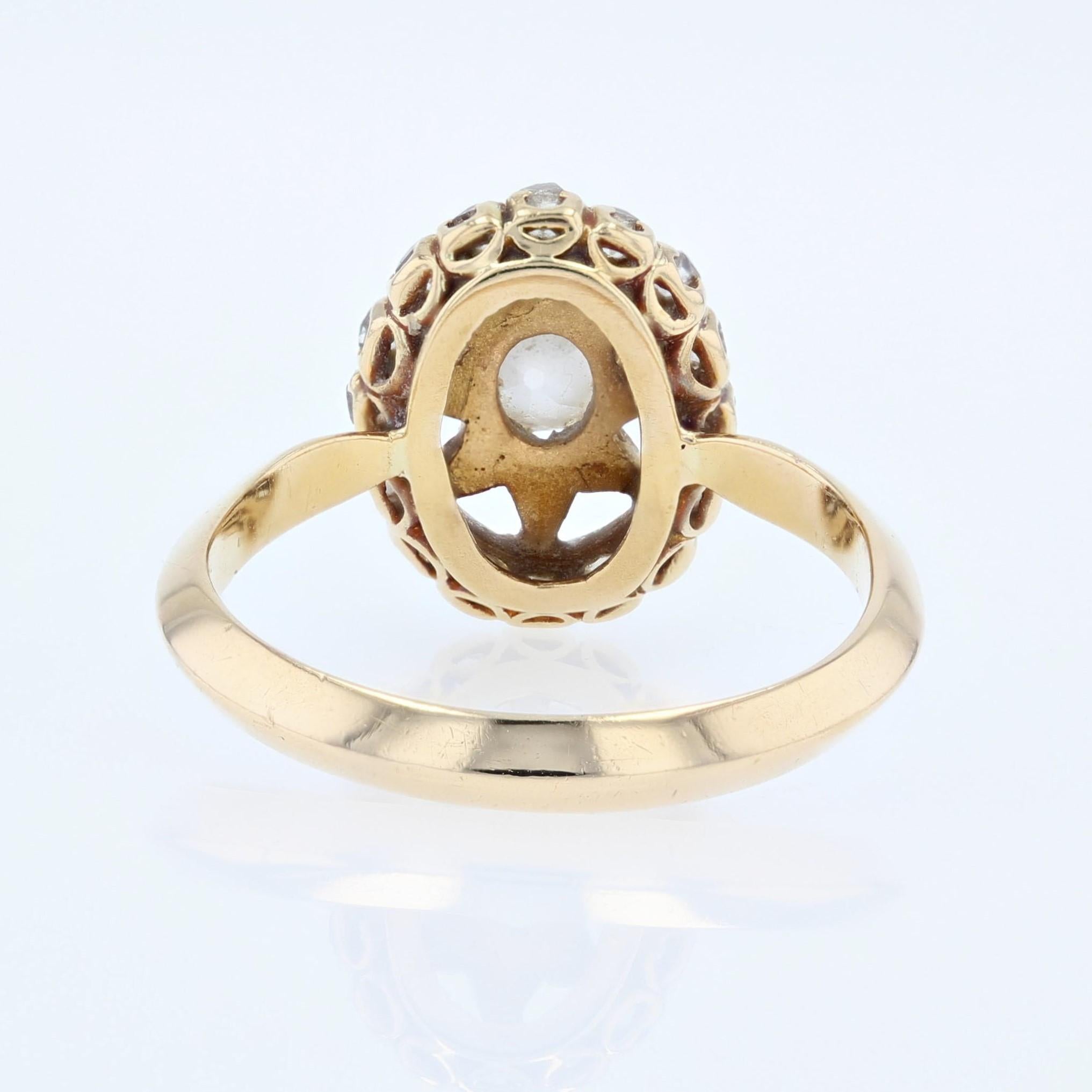 19th Century Diamonds 18 Karat Yellow Gold Starry Pompadour Ring For Sale 6