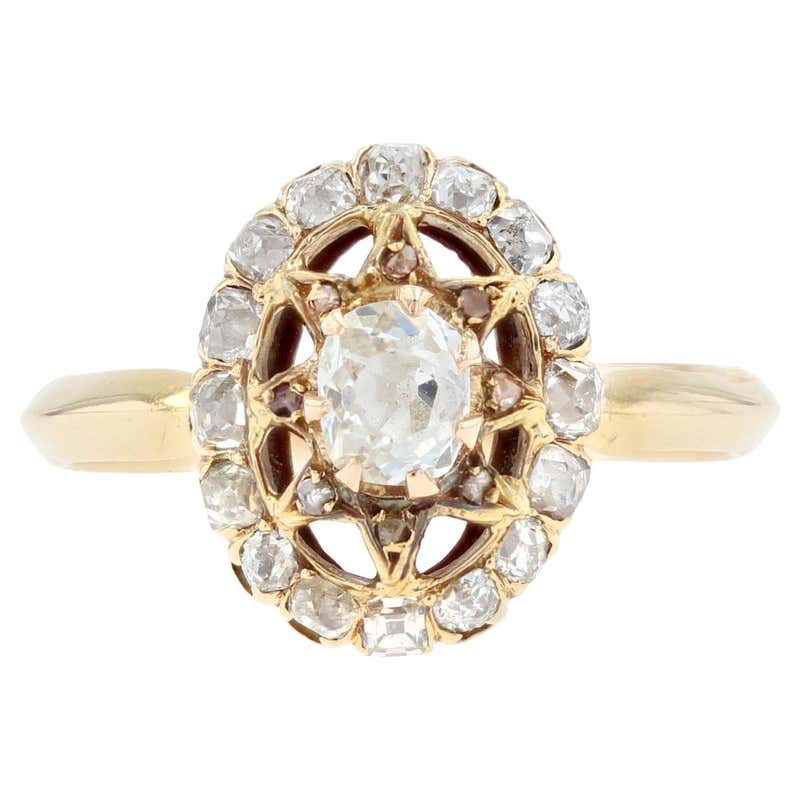 19th Century Style Diamond 18 Karat Yellow Gold Pompadour Ring For Sale ...