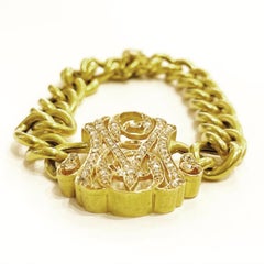 19th Century Diamonds 18k Yellow Gold Initials Monogram Articulated Bracelet