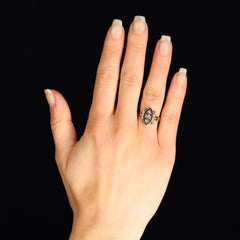 19th Century Diamonds Black Enamel 18 Karat Yellow Gold Ring