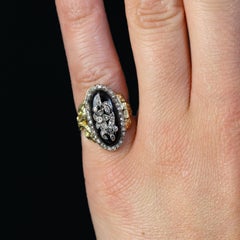 19th Century Diamonds Onyx 18 Karat Yellow Gold Locket Secret Ring