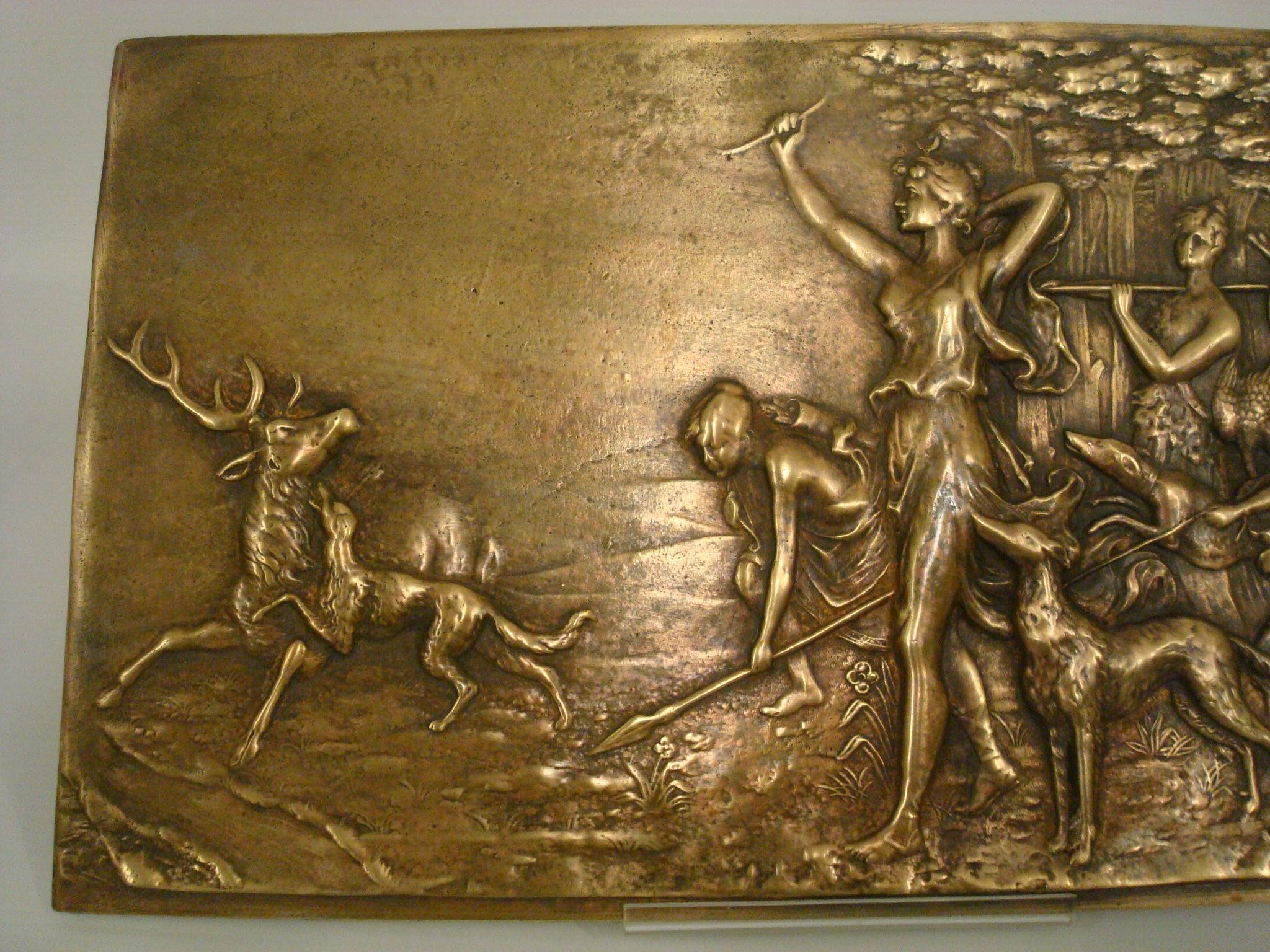 French 19th Century Diana the Huntress Bronze Bas Relief Wall Plaque For Sale