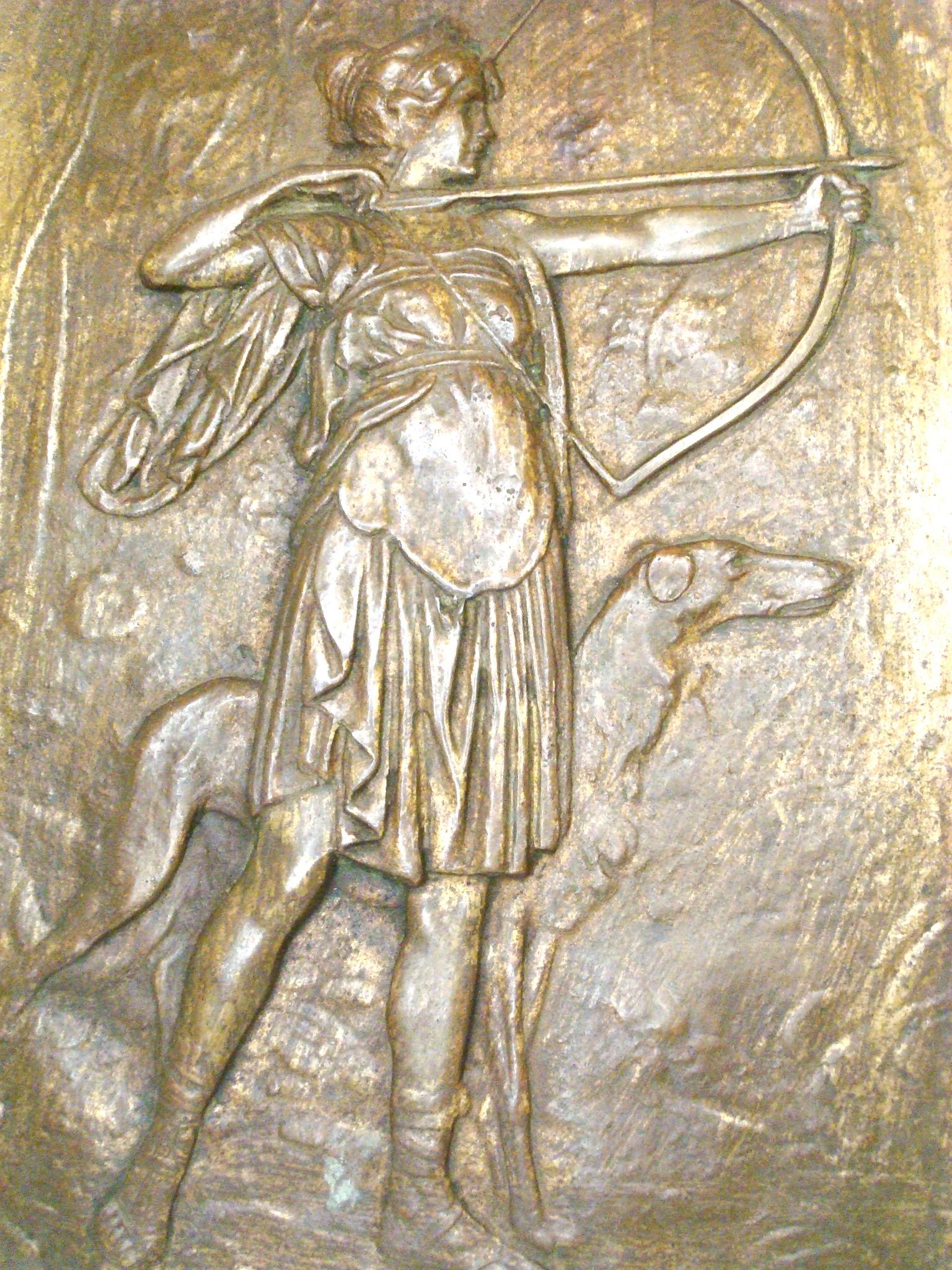 Calco Targa da parete con bassorilievo in bronzo di Diana cacciatrice del XIX secolo in vendita