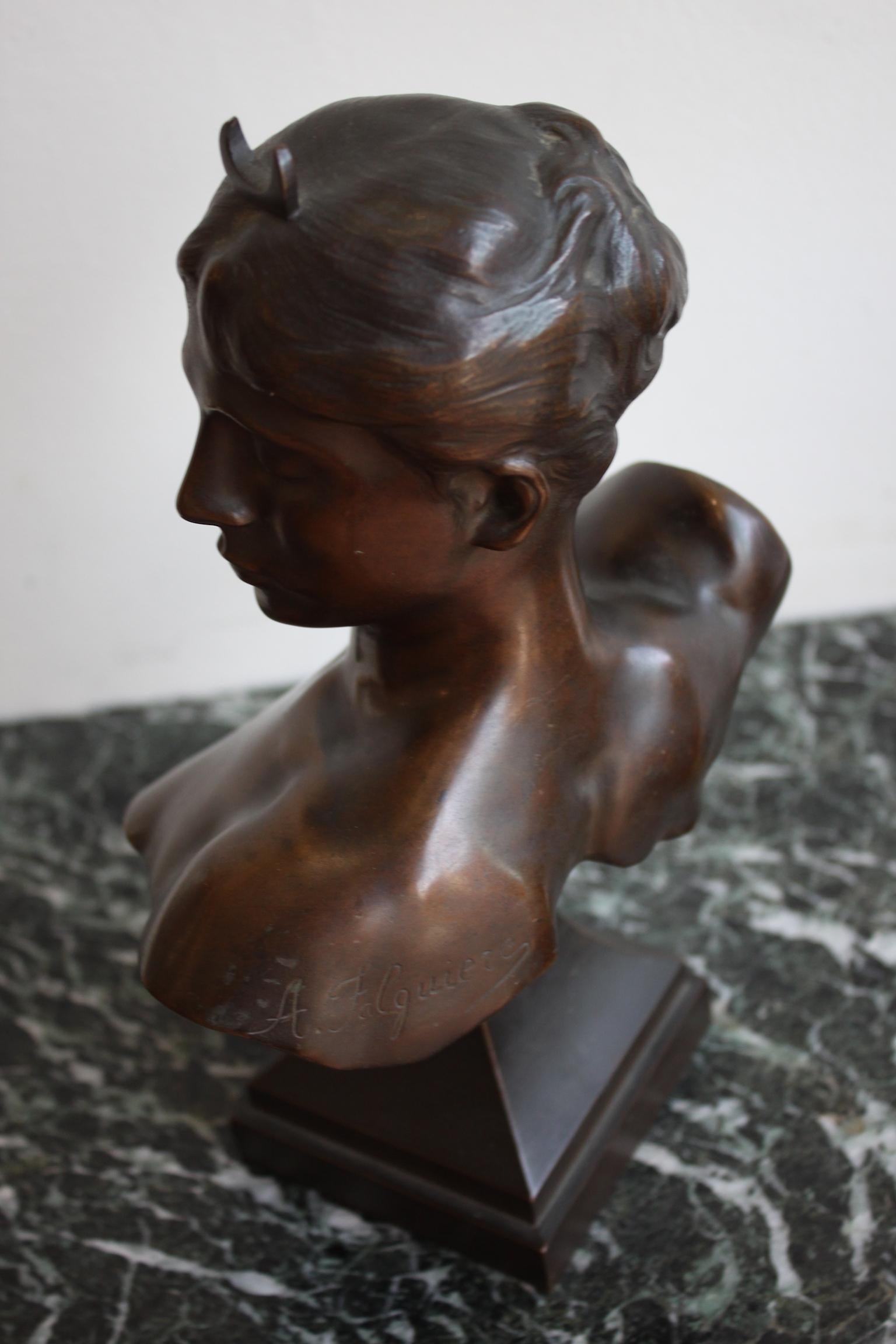 19th Century Diane Huntress Bust by Alexandre Falguière 6