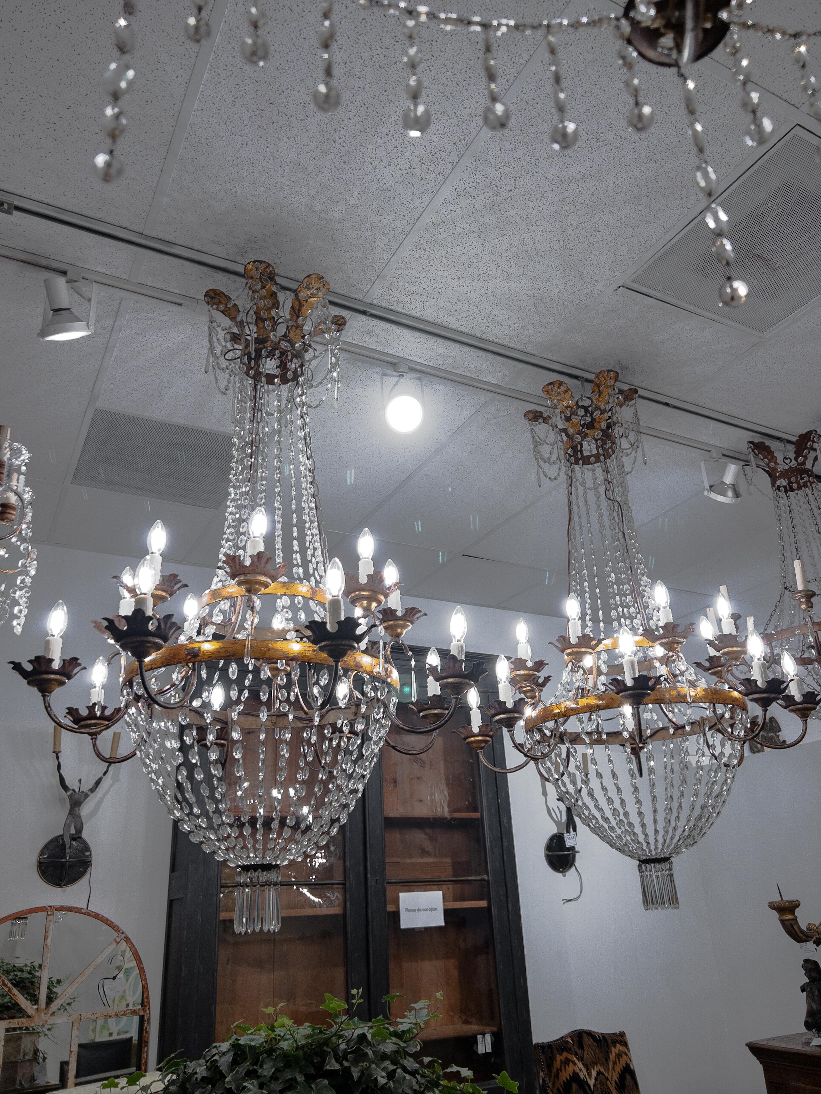 19th Century Directoire Style Crystal Chandelier In Good Condition For Sale In Houston, TX
