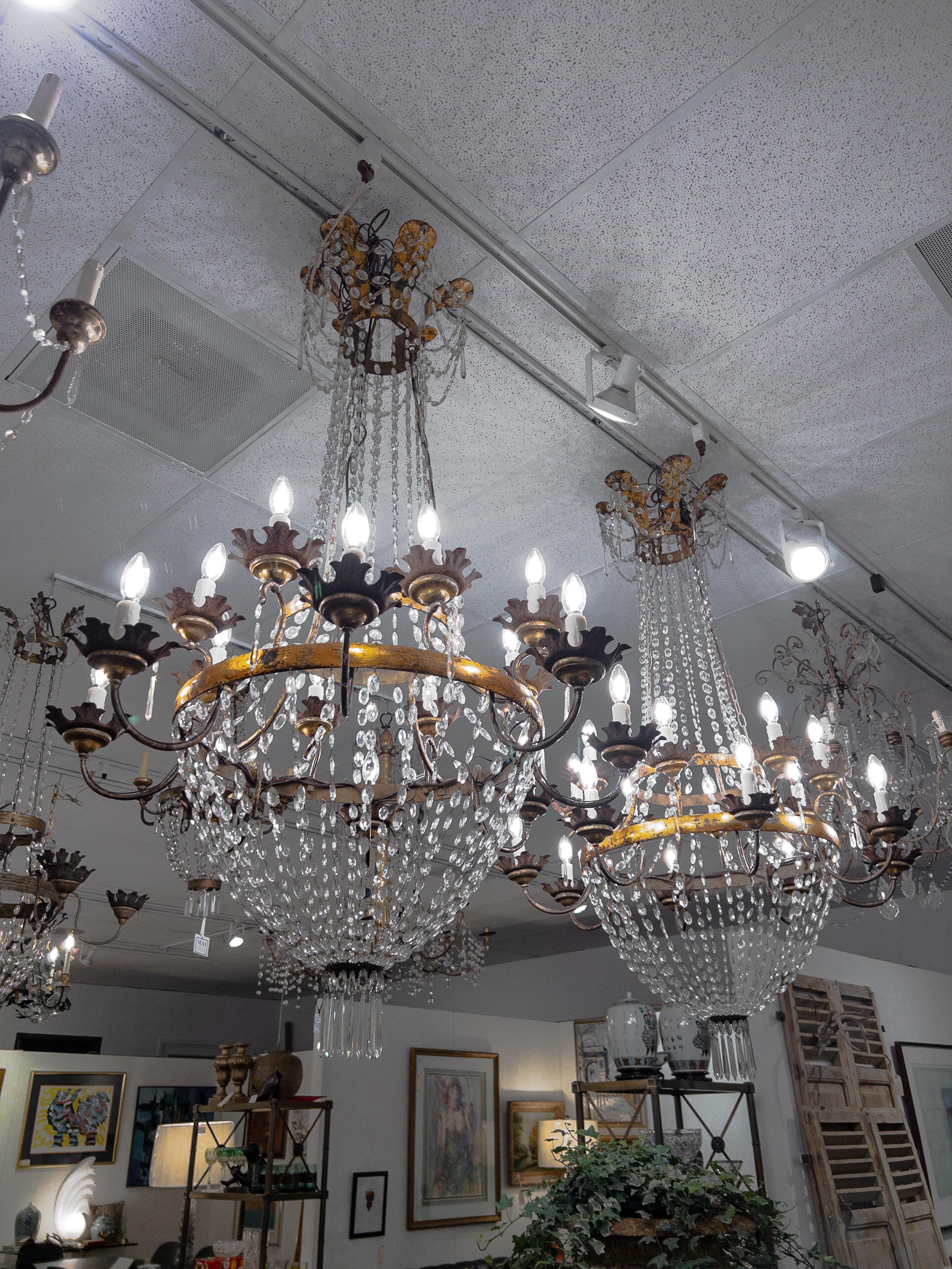Metal 19th Century Directoire Style Crystal Chandelier For Sale