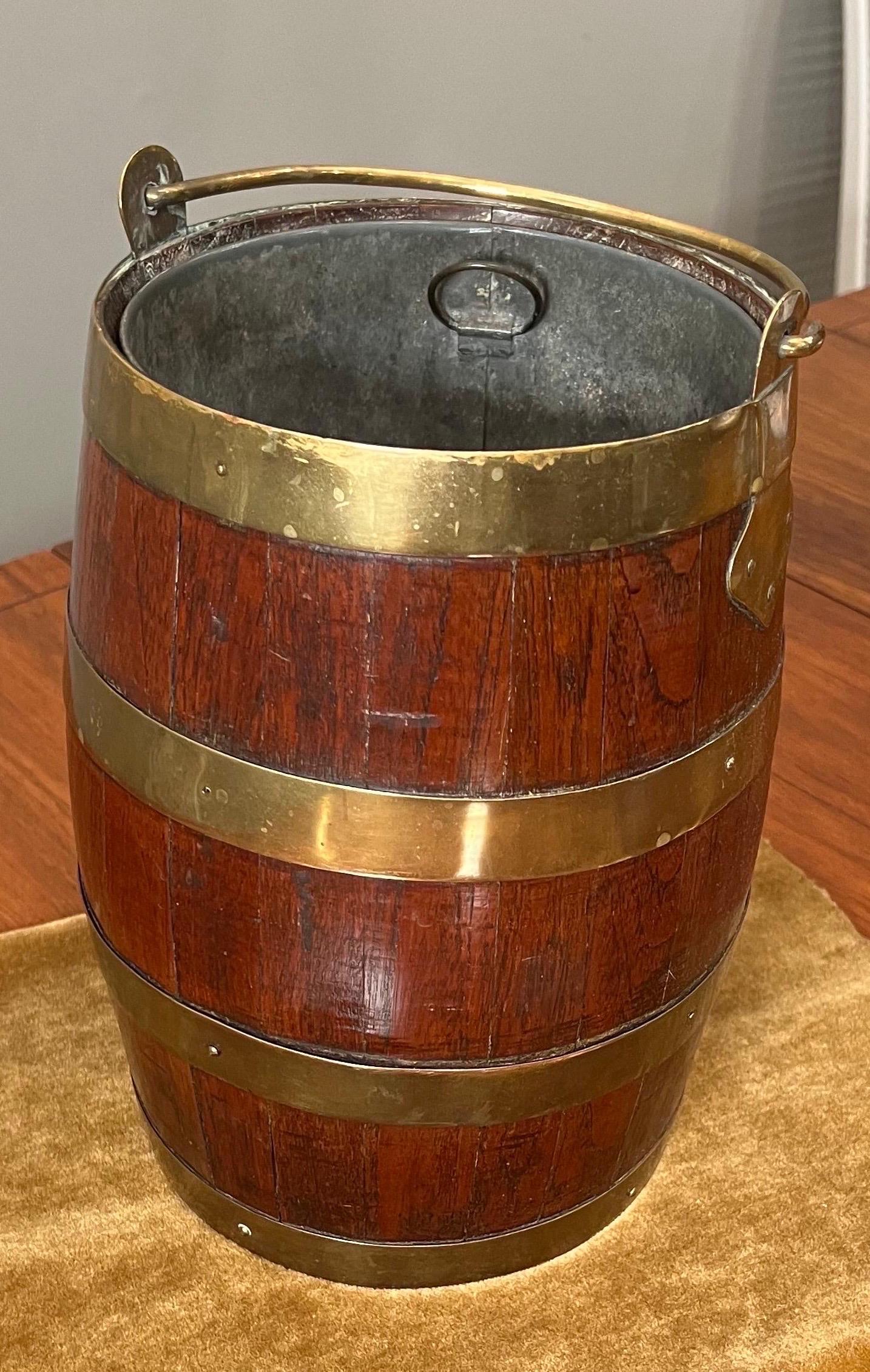 19th Century Diminutive Brass bound Peat Bucket 3