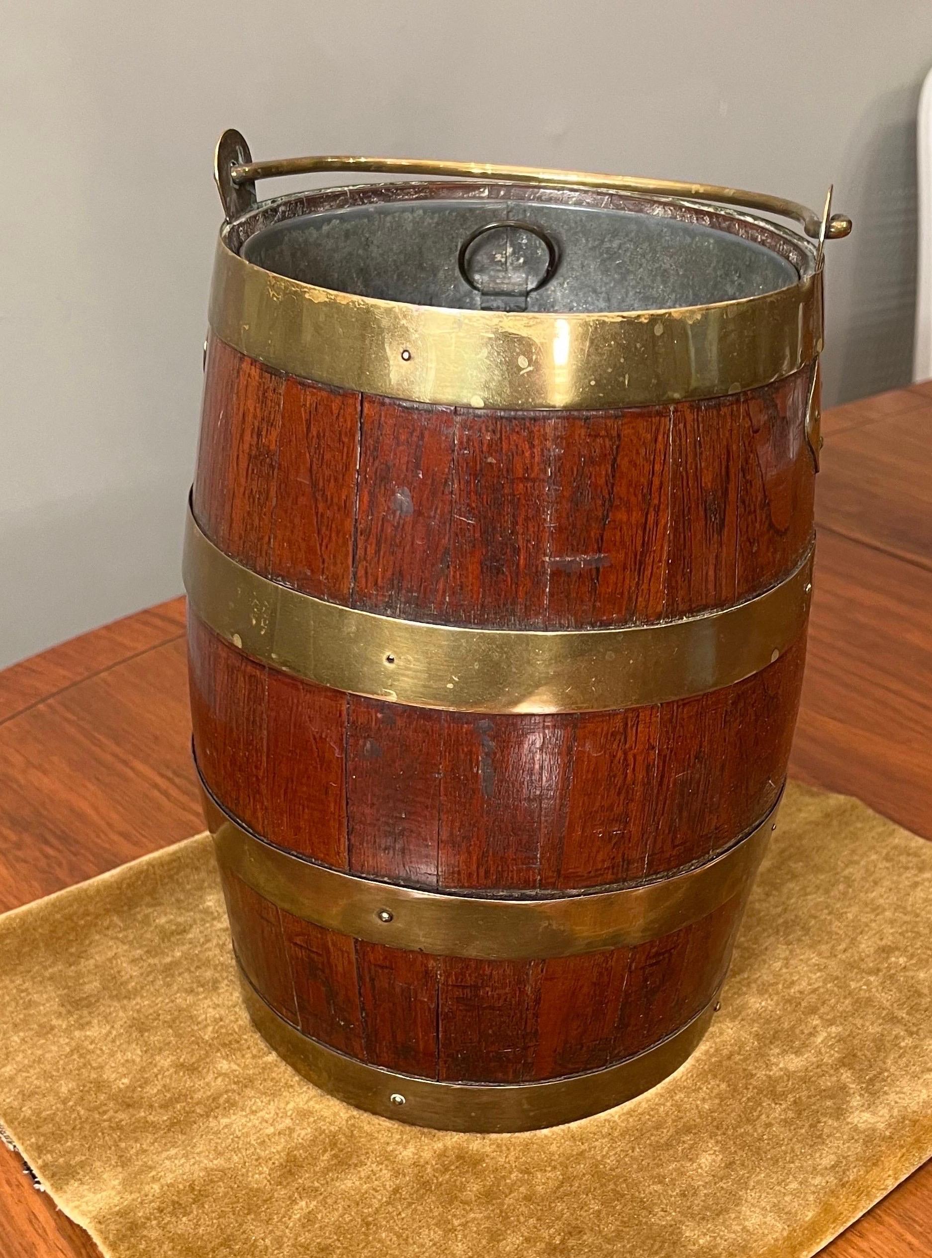 English 19th Century Diminutive Brass bound Peat Bucket