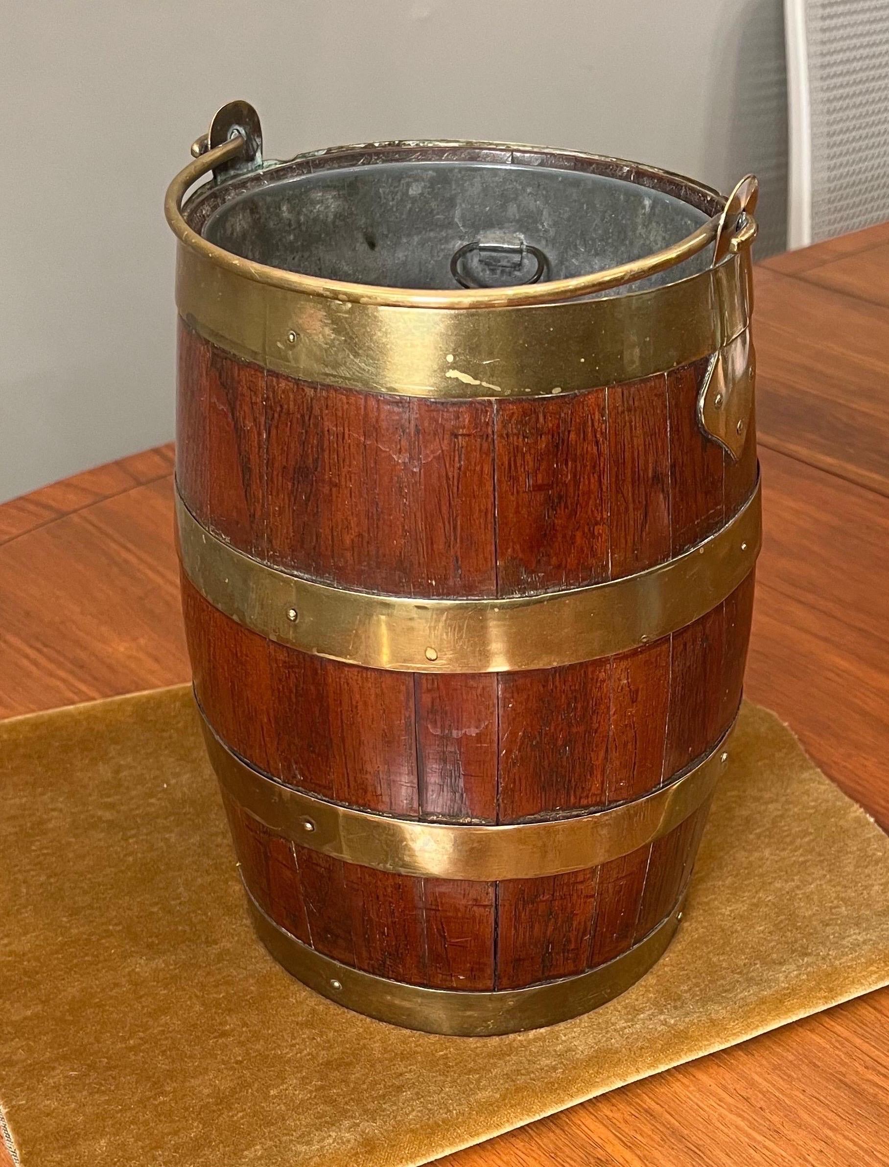 18th Century 19th Century Diminutive Brass bound Peat Bucket