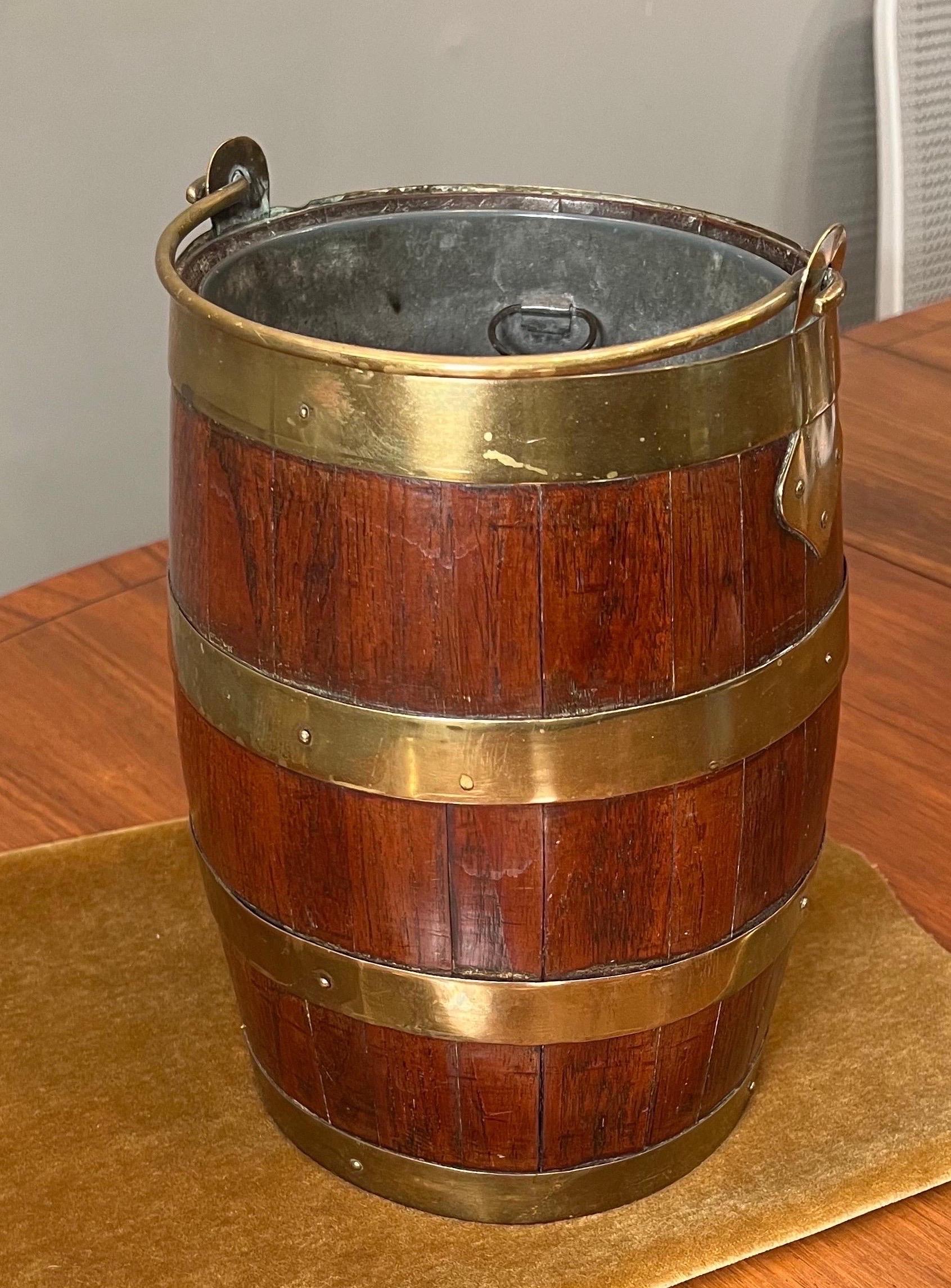 19th Century Diminutive Brass bound Peat Bucket 1